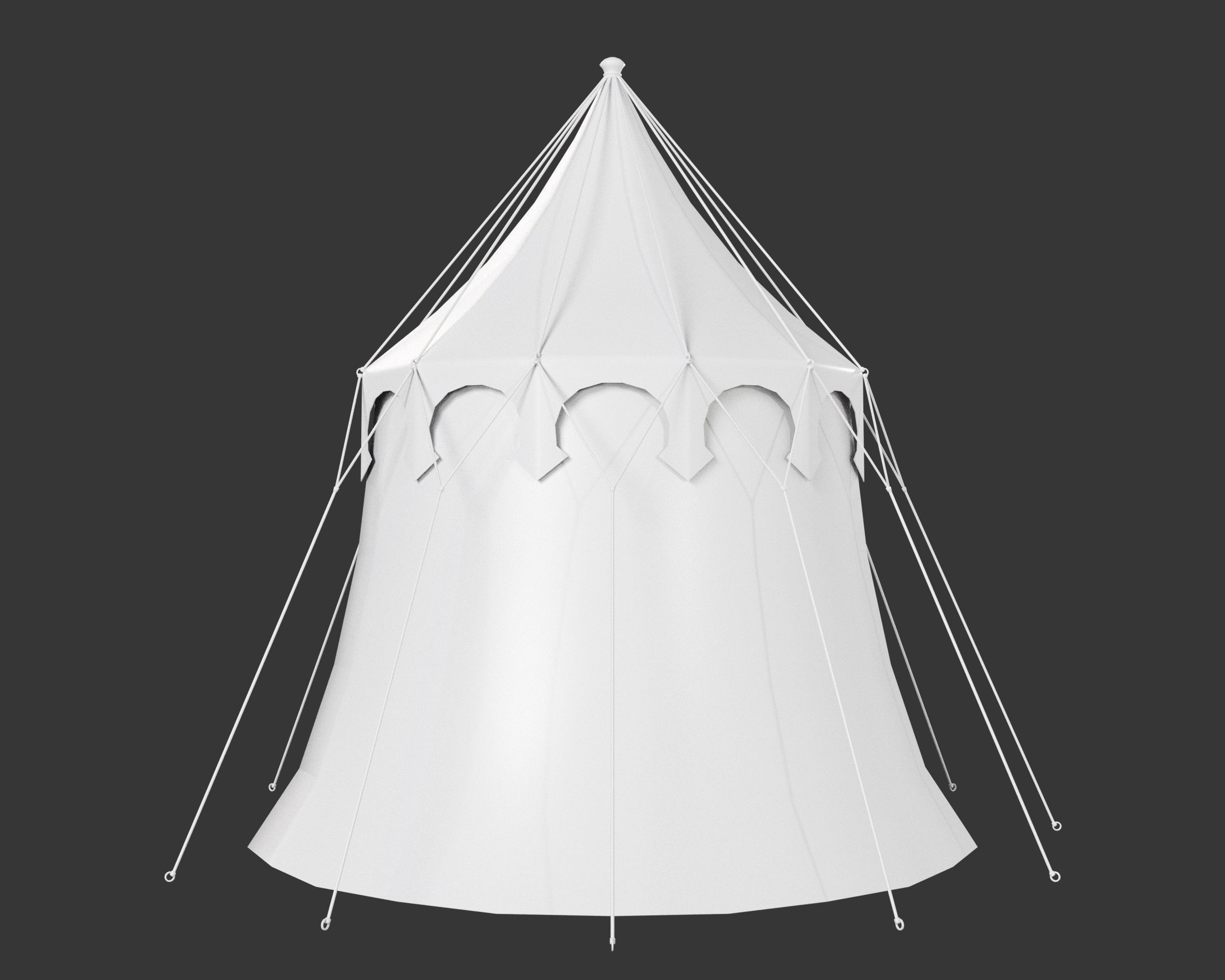 Medieval Elegant Camp Tent Medium Low-poly 3D model_13