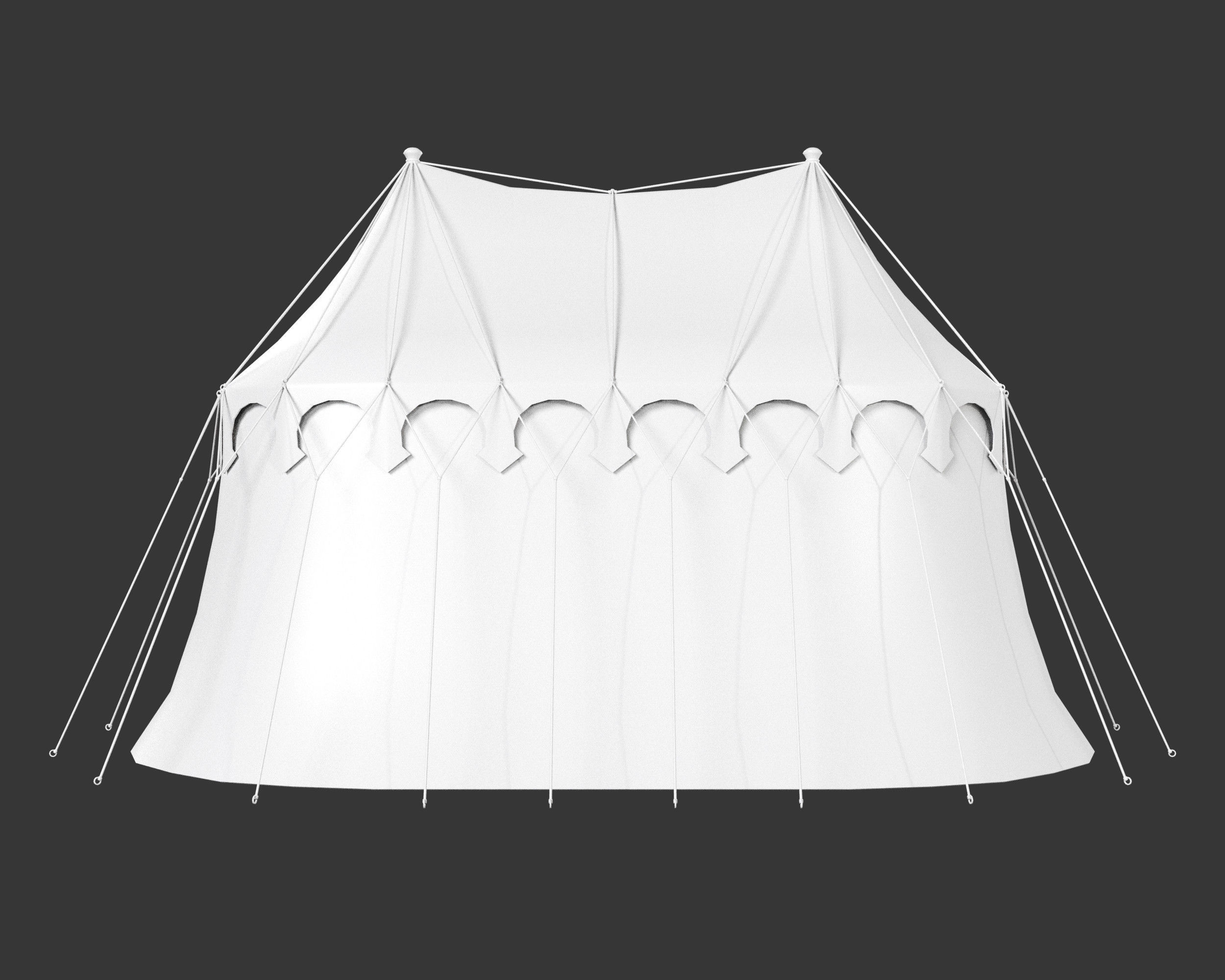 Medieval Elegant Camp Tent Large Low-poly 3D model_10