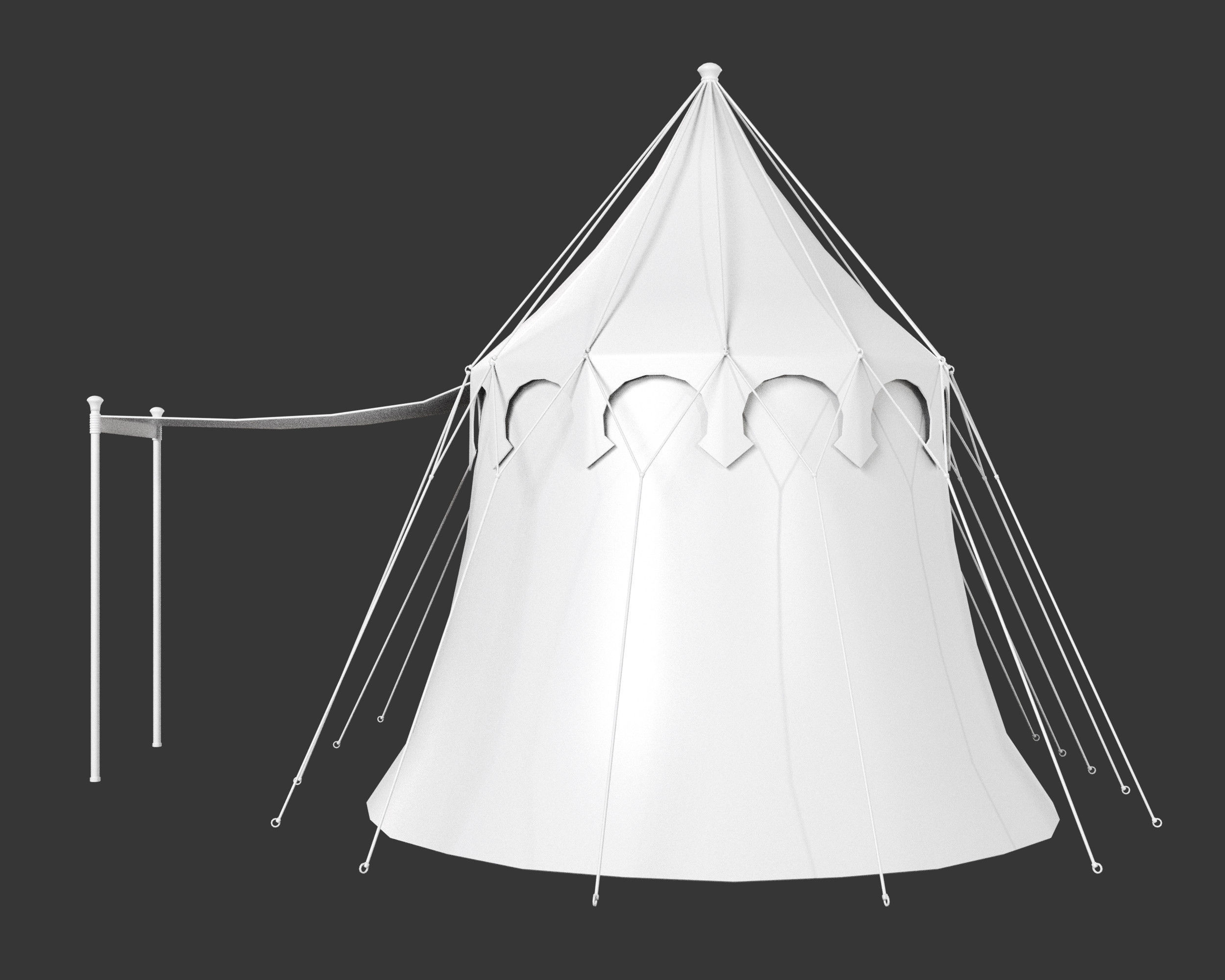 Medieval Elegant Camp Tent Large Low-poly 3D model_13