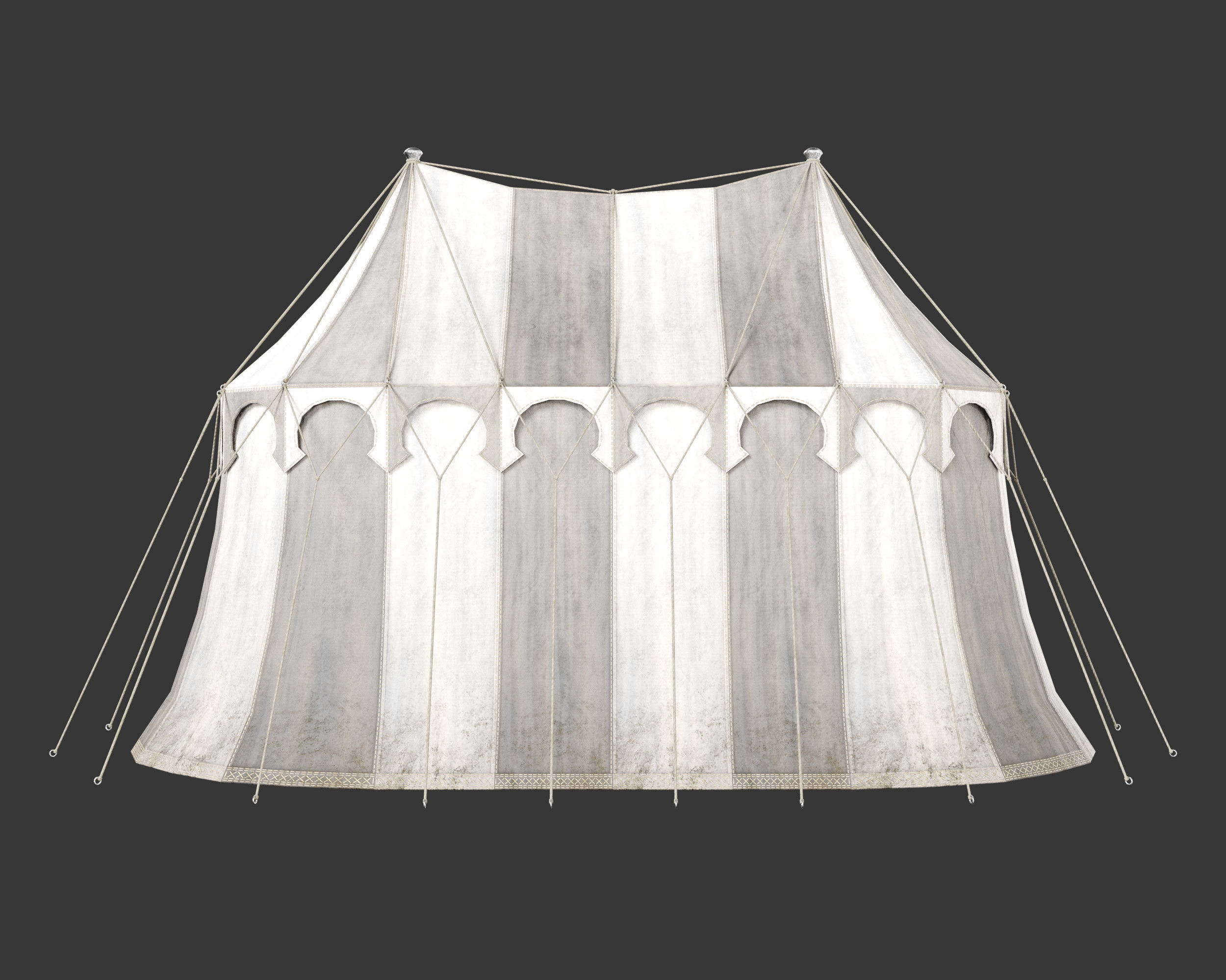 Medieval Elegant Camp Tent Large Low-poly 3D model_9