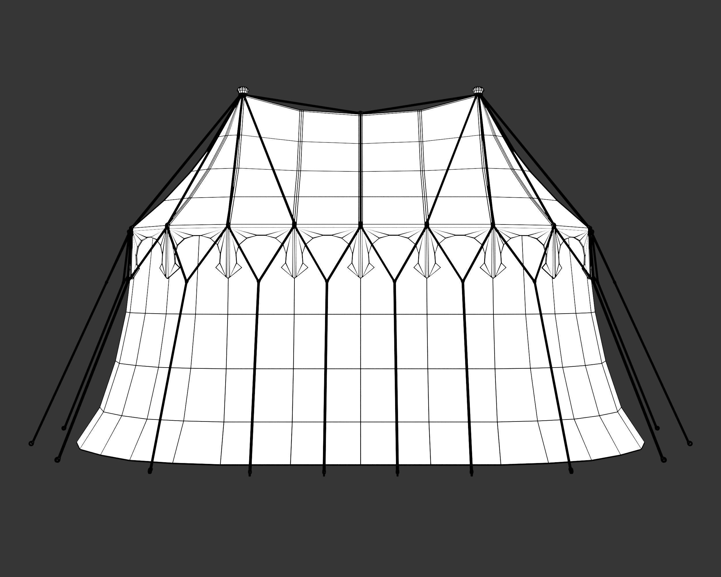 Medieval Elegant Camp Tent Large Low-poly 3D model_11