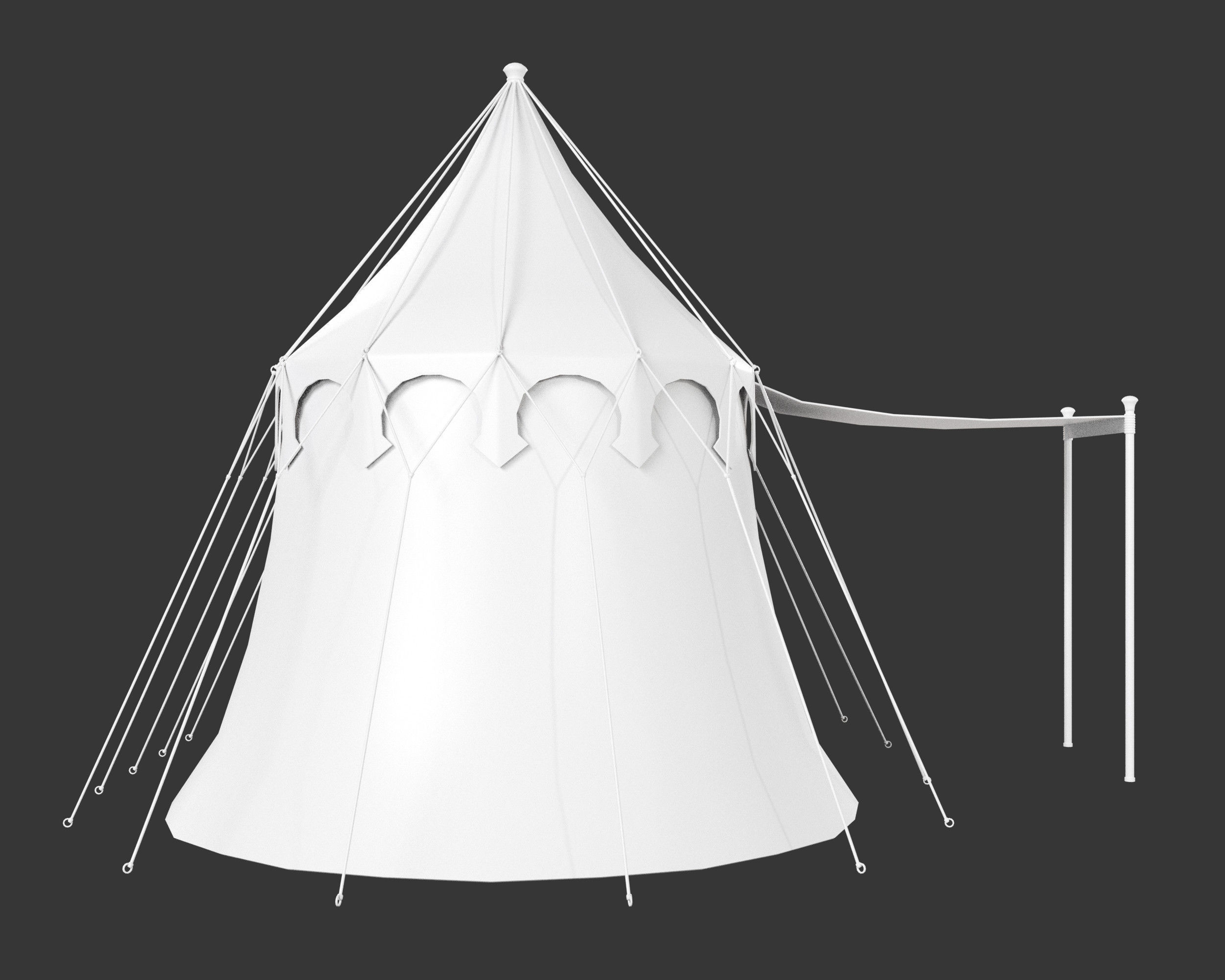 Medieval Elegant Camp Tent Large Low-poly 3D model_7