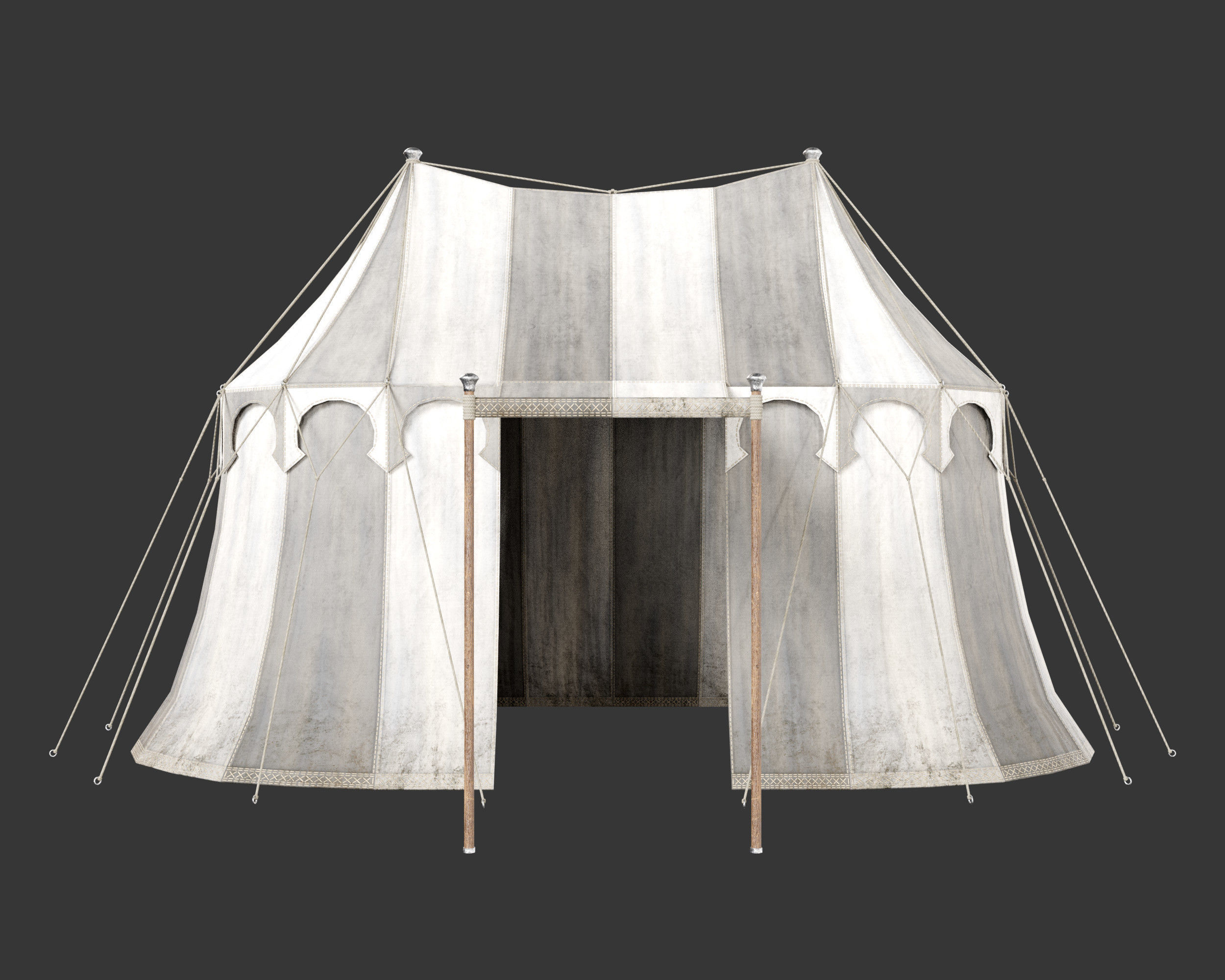 Medieval Elegant Camp Tent Large Low-poly 3D model_3