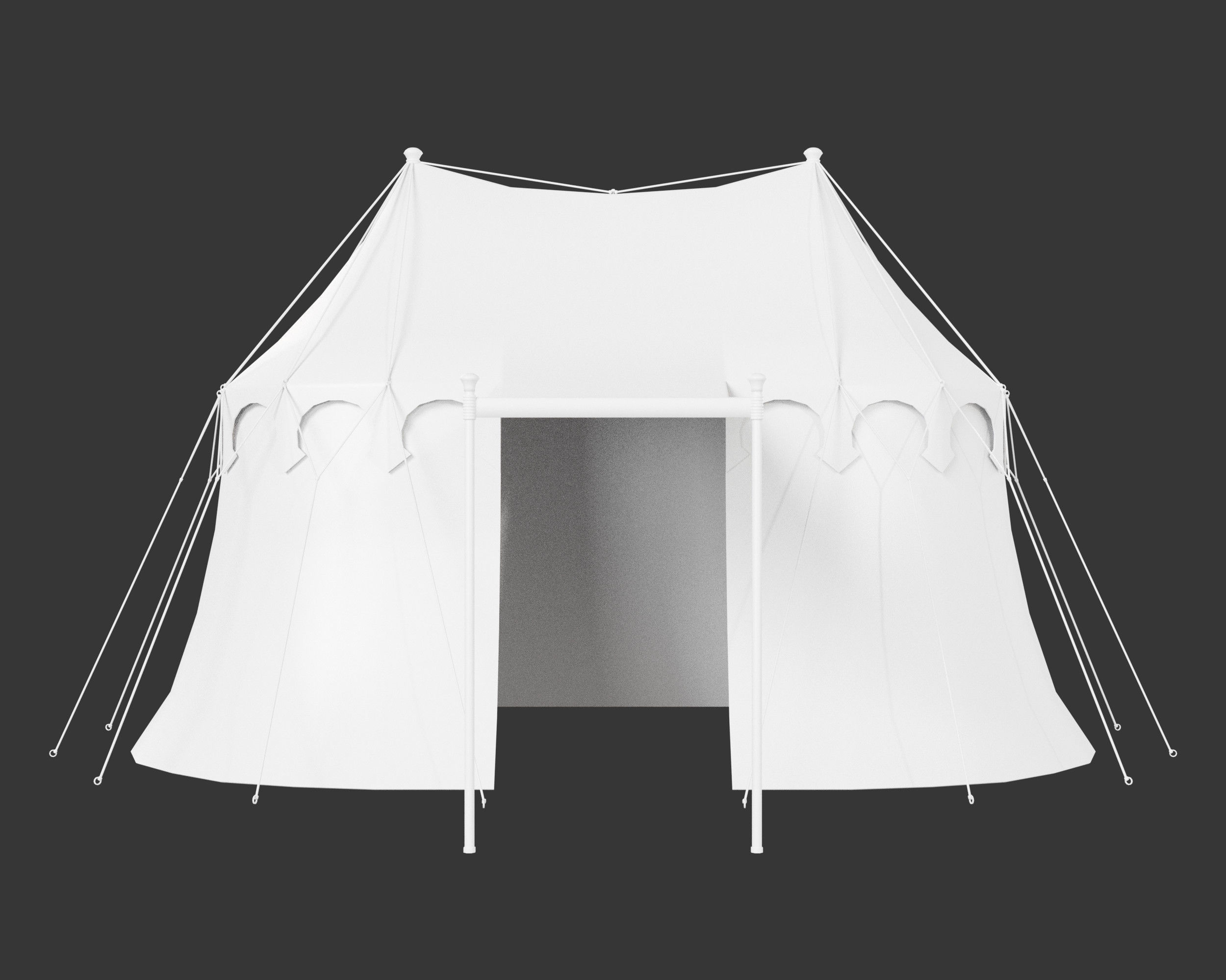 Medieval Elegant Camp Tent Large Low-poly 3D model_4