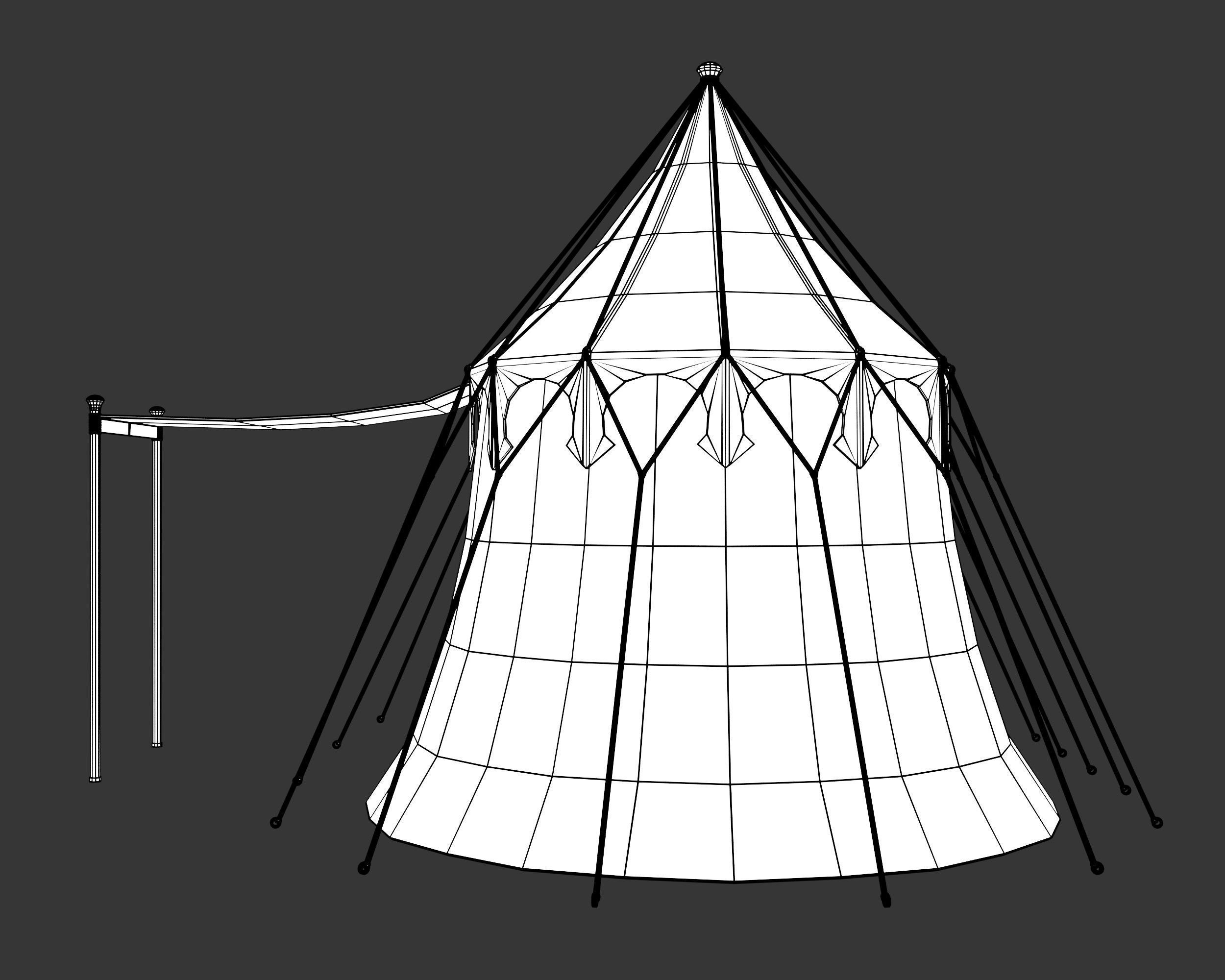 Medieval Elegant Camp Tent Large Low-poly 3D model_14