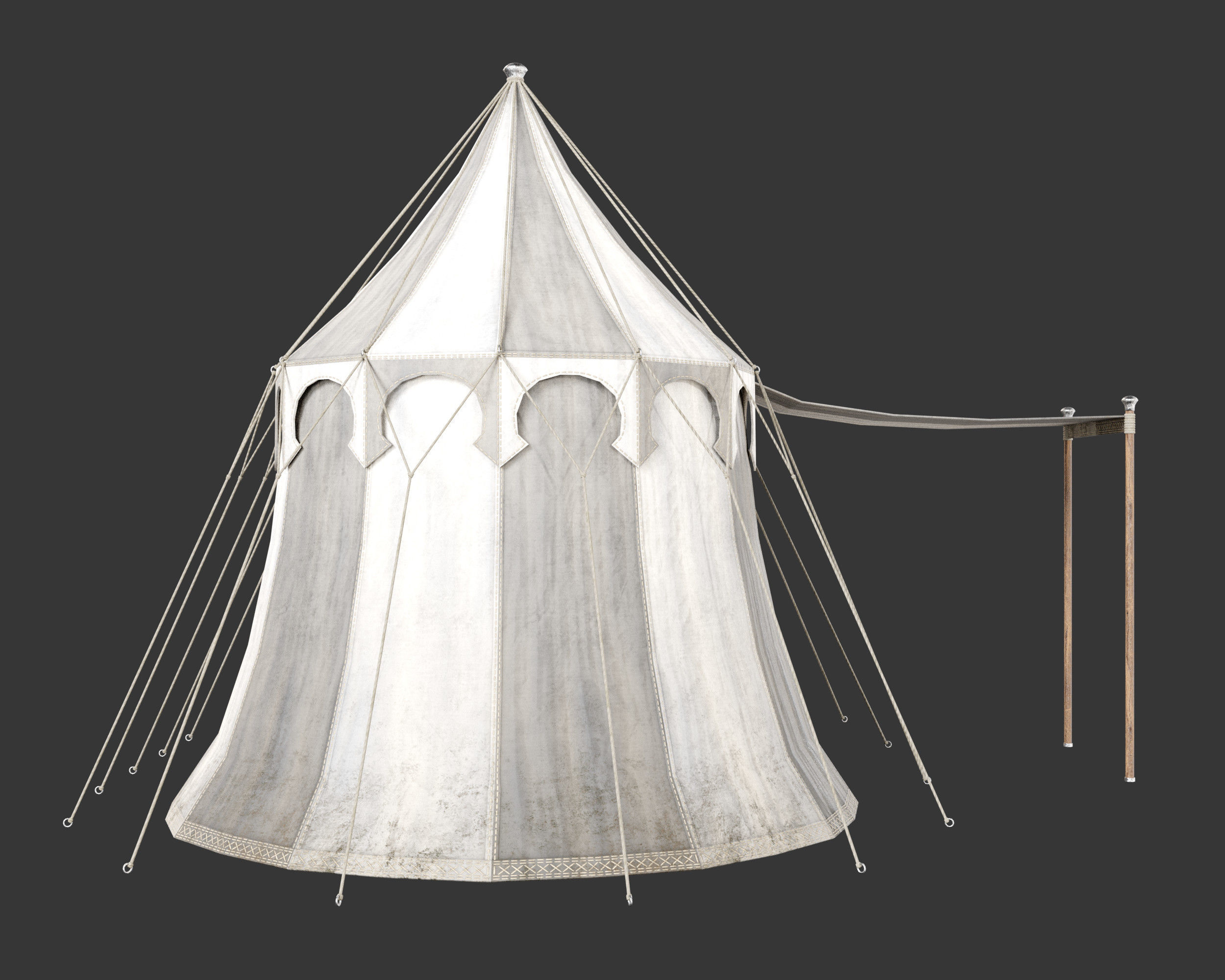 Medieval Elegant Camp Tent Large Low-poly 3D model_6