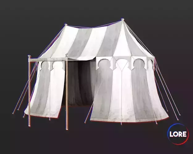 Medieval Elegant Camp Tent Large Low-poly 3D model