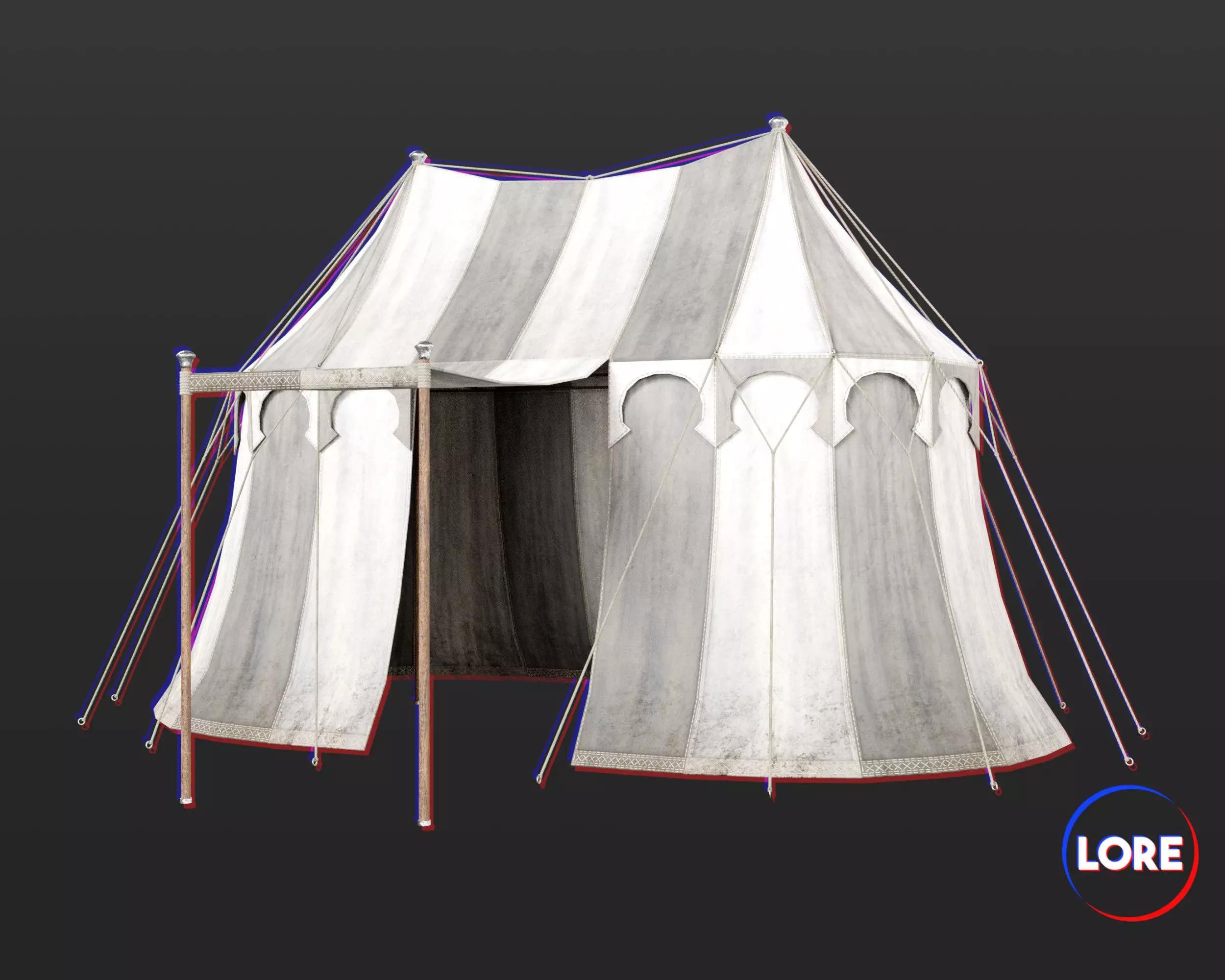 Medieval Elegant Camp Tent Large Low-poly 3D model_0