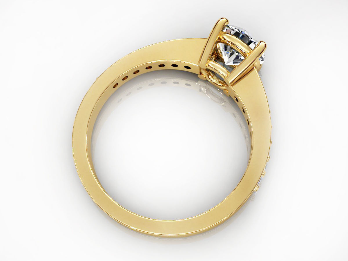 One Row Diamond Ring 3D print model_7