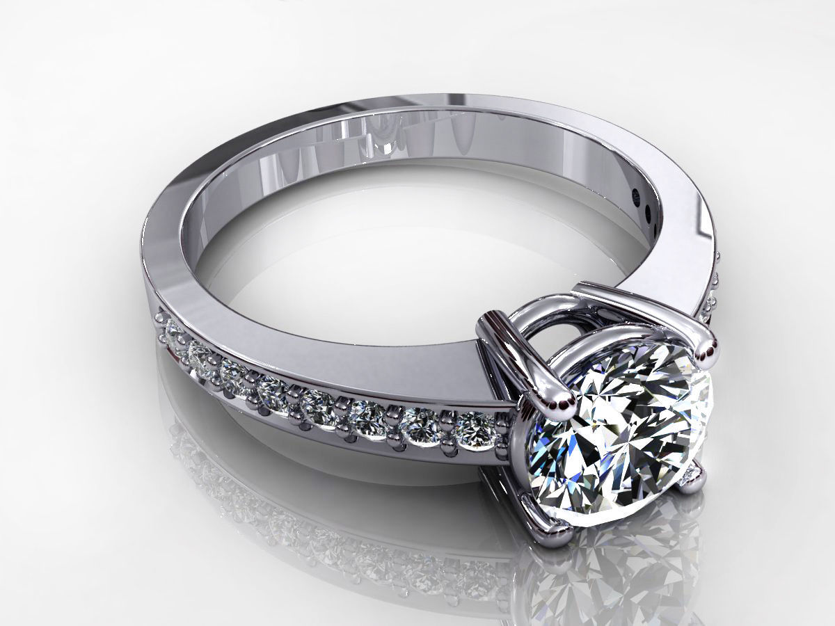 One Row Diamond Ring 3D print model_3