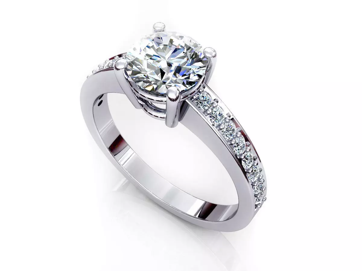 One Row Diamond Ring 3D print model_0