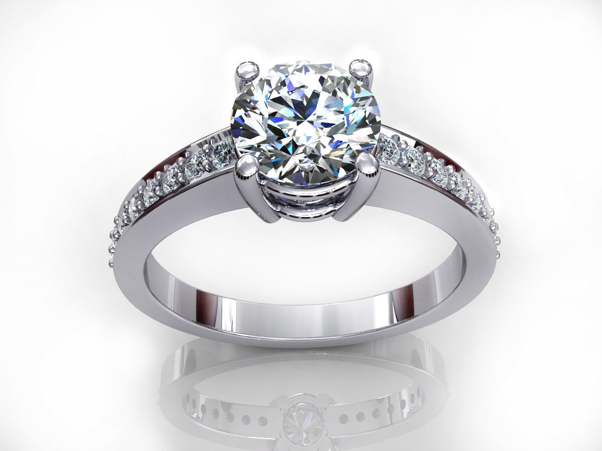 One Row Diamond Ring 3D print model_1