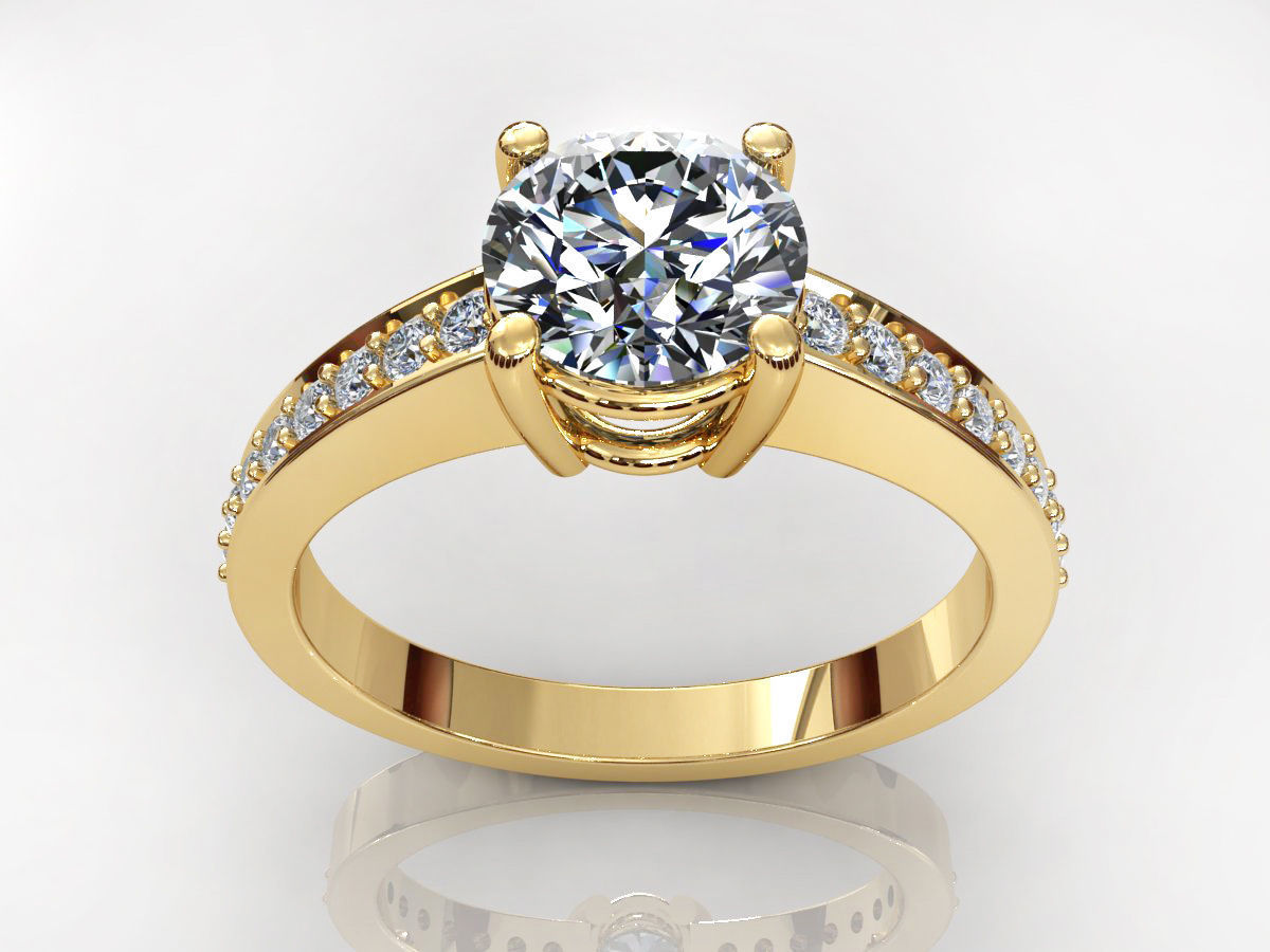 One Row Diamond Ring 3D print model_6