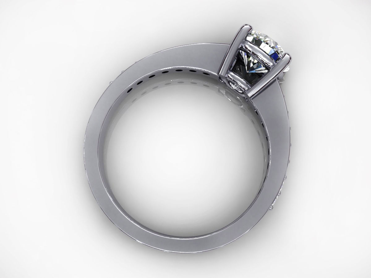 One Row Diamond Ring 3D print model_2