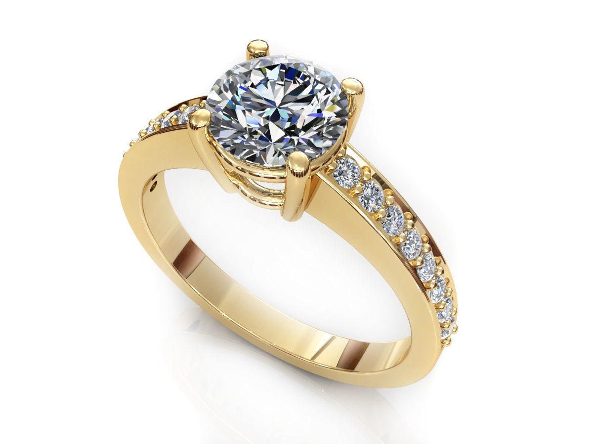 One Row Diamond Ring 3D print model_5