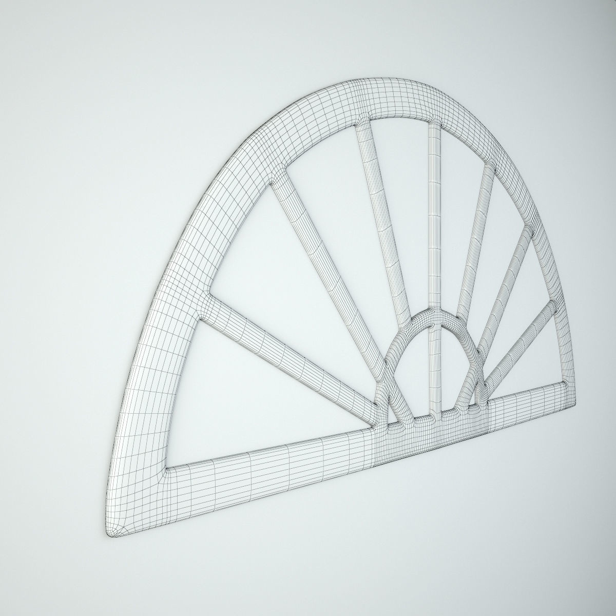 Antique Arch Window Mirror 3D model_4