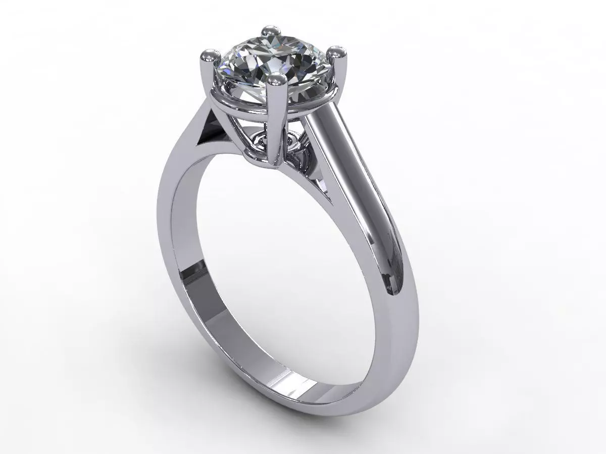 Solitaire One Stone Diamond Ring 3D print model_0