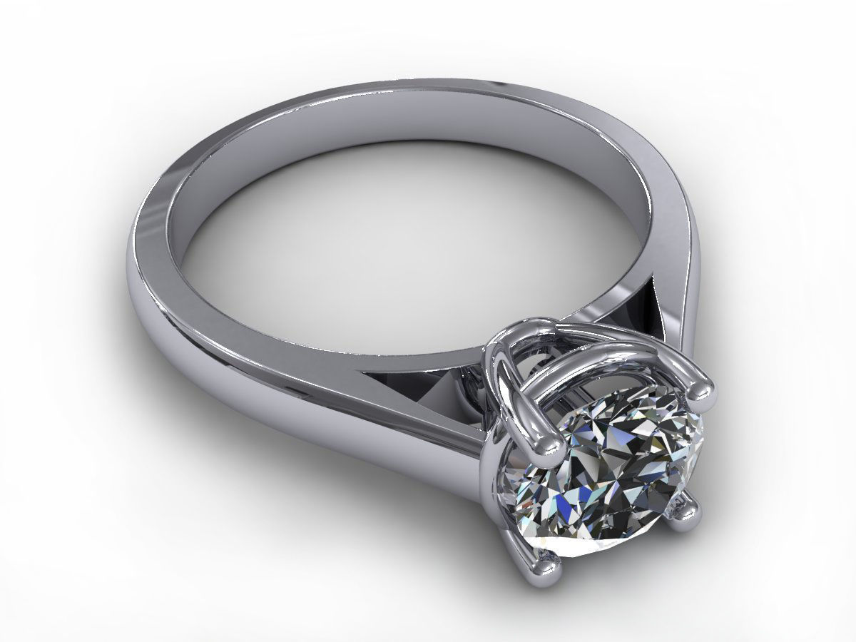 Solitaire One Stone Diamond Ring 3D print model_3