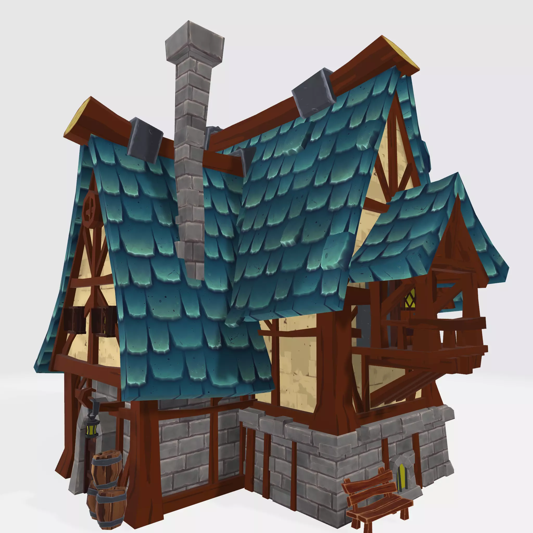 Cartoon House 08 Low-poly 3D model