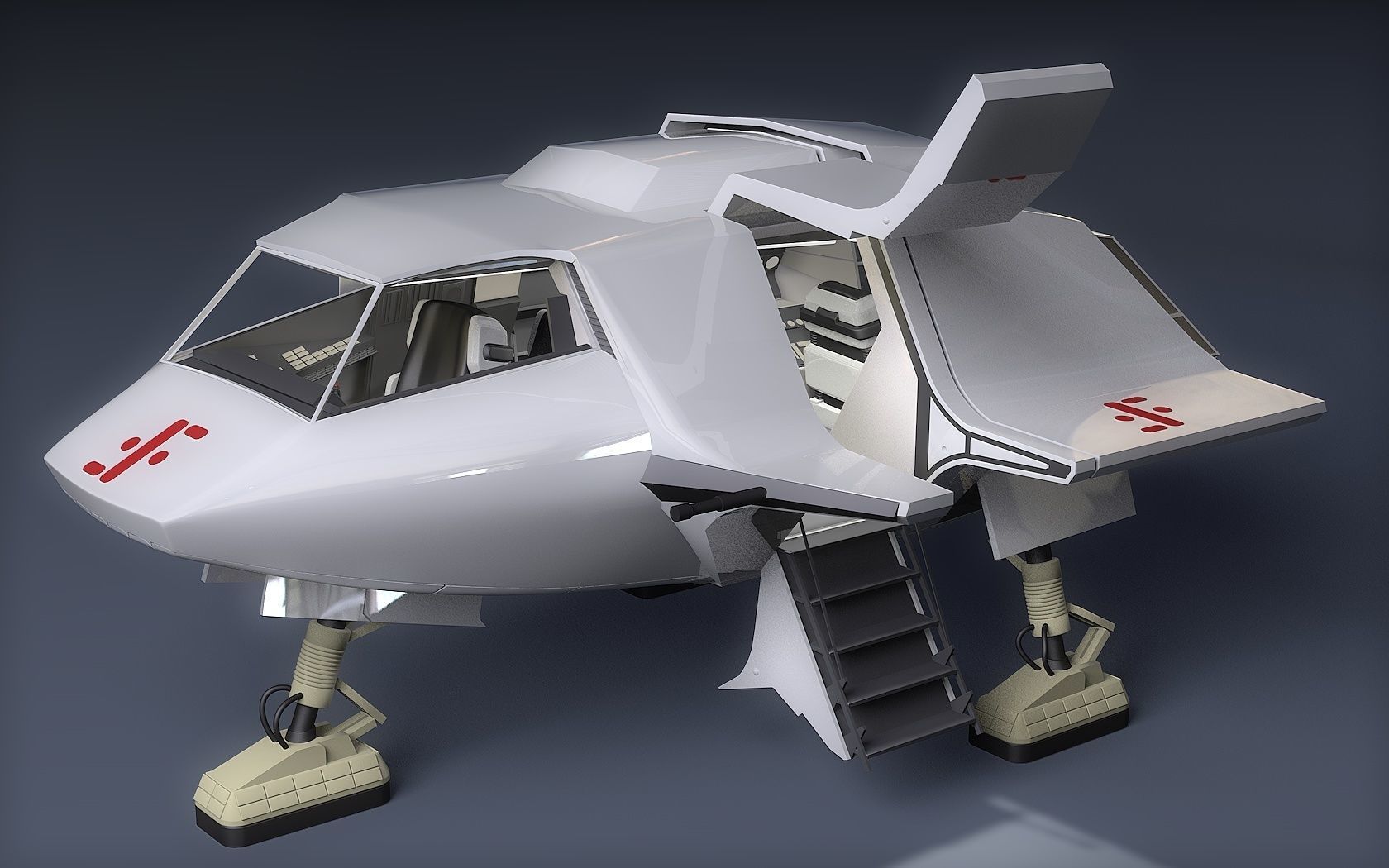 V SkyFighter Ship - External and Internal Detail 3D print model_2