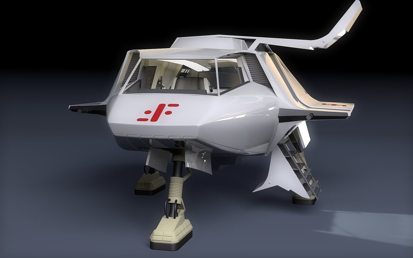 V SkyFighter Ship - External and Internal Detail 3D print model_3