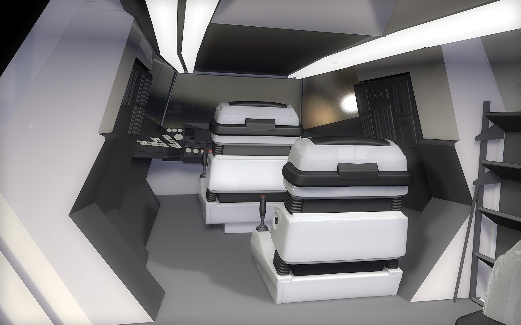 V SkyFighter Ship - External and Internal Detail 3D print model_7