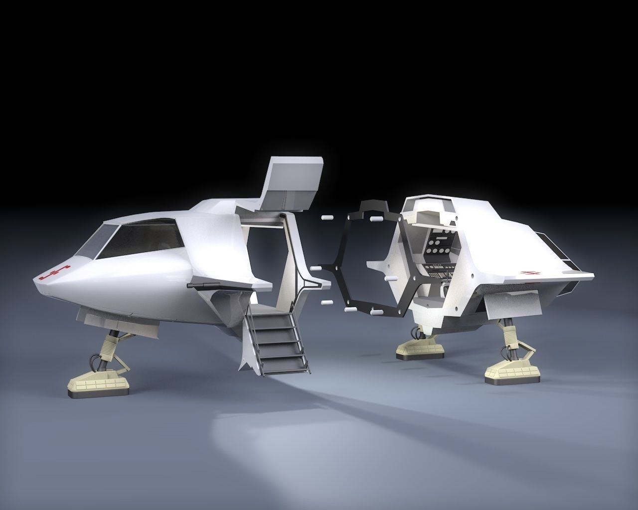 V SkyFighter Ship - External and Internal Detail 3D print model_1