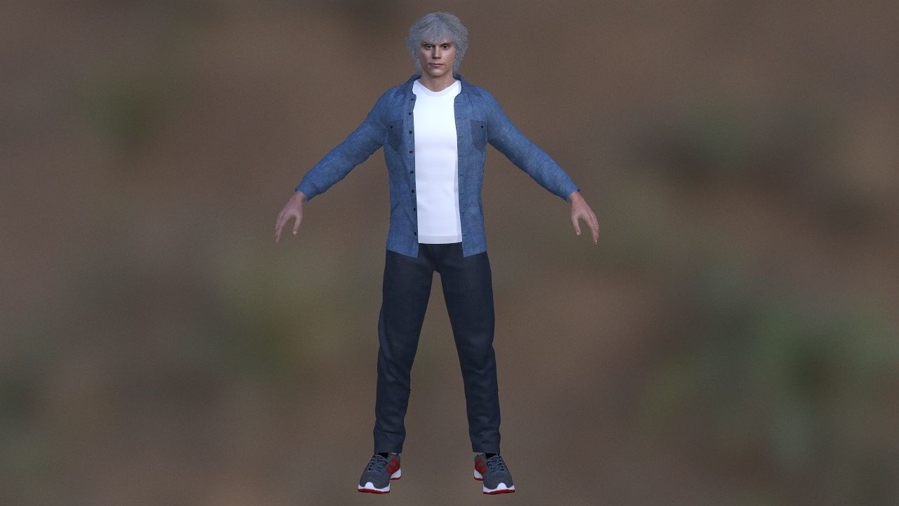 Evan Peters as Quick Silver Low-poly 3D model_1