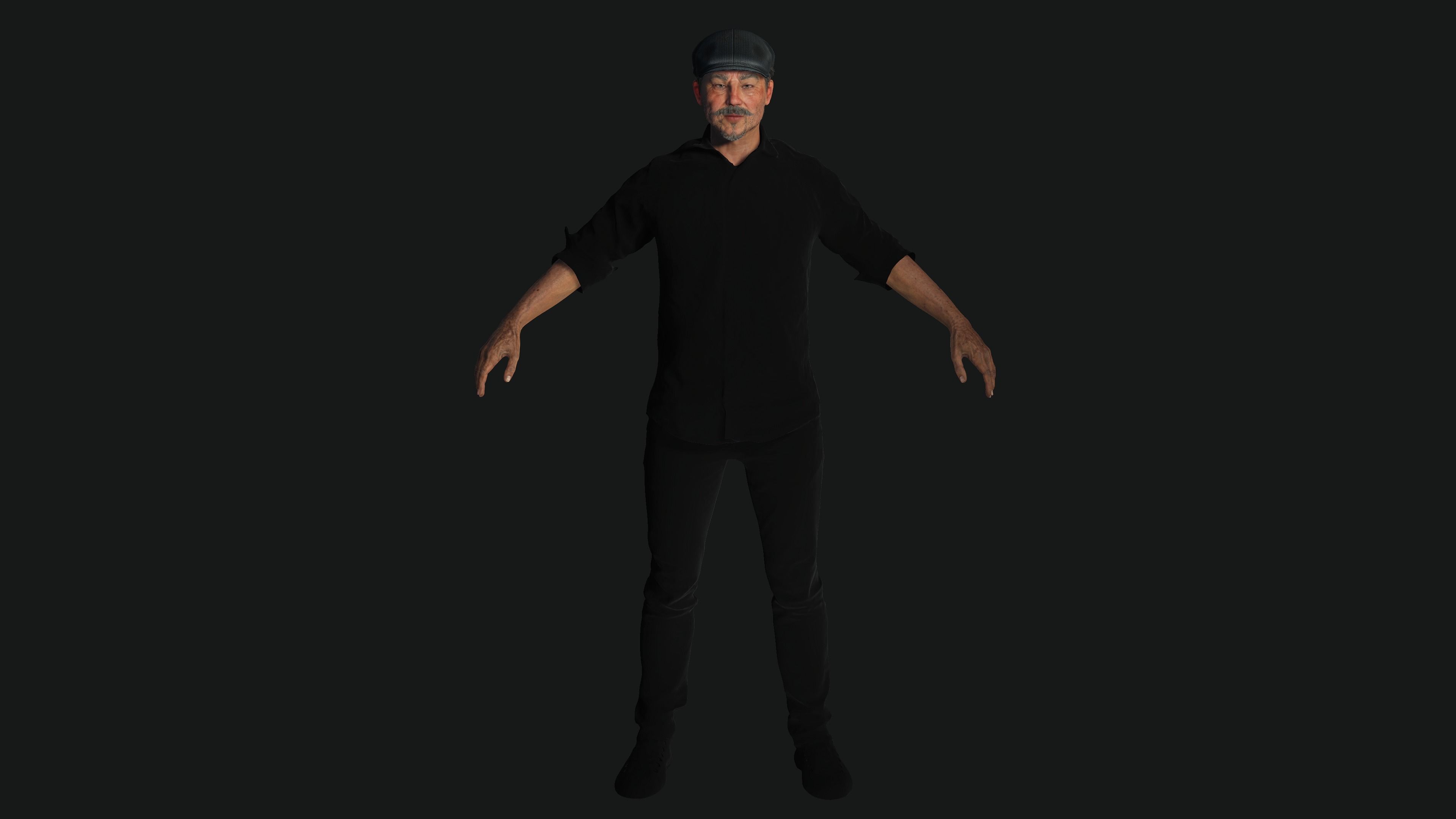 AAA 3D ASIAN OLD BEARDED BUSINESSMAN - REALISTIC GAME CHARACTER Low-poly 3D model_20