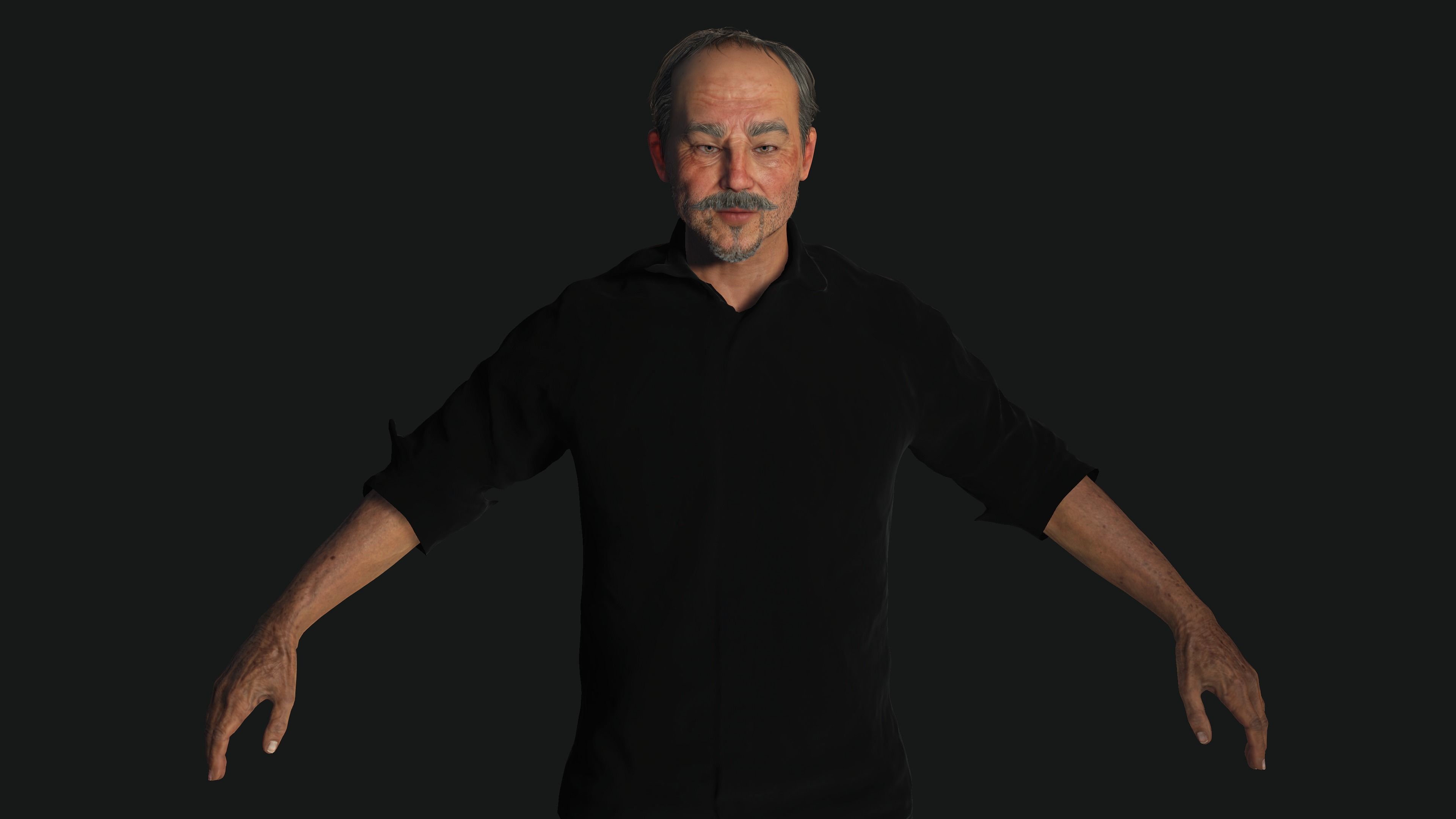 AAA 3D ASIAN OLD BEARDED BUSINESSMAN - REALISTIC GAME CHARACTER Low-poly 3D model_8