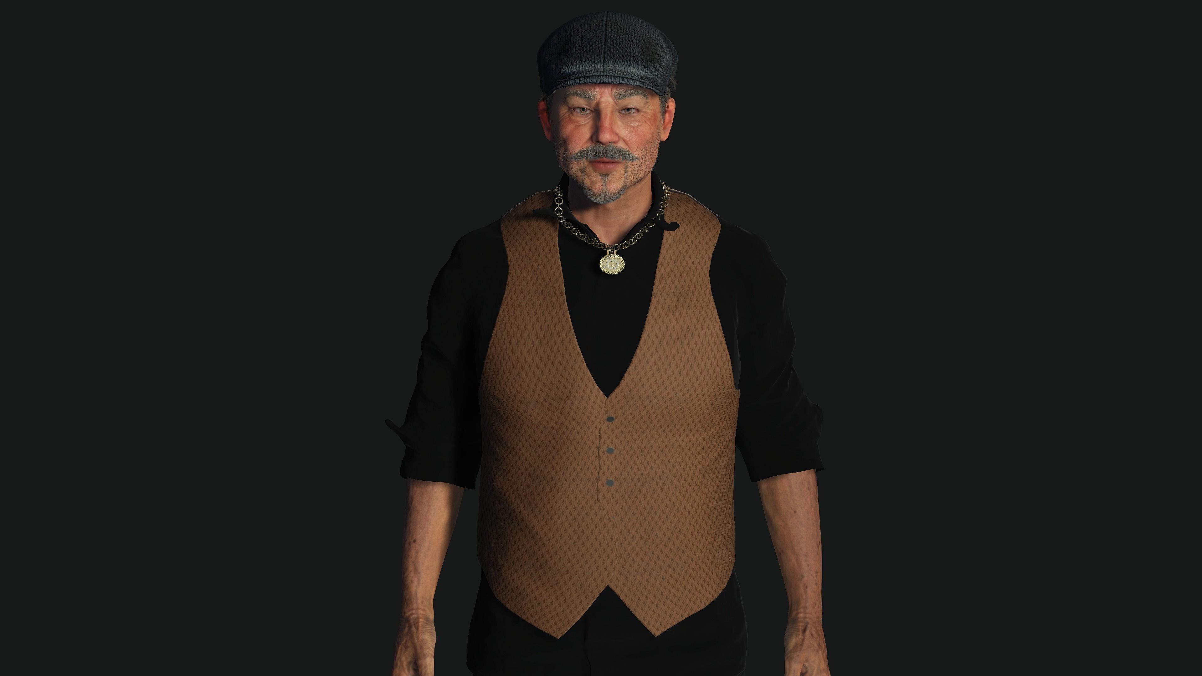 AAA 3D ASIAN OLD BEARDED BUSINESSMAN - REALISTIC GAME CHARACTER Low-poly 3D model_16