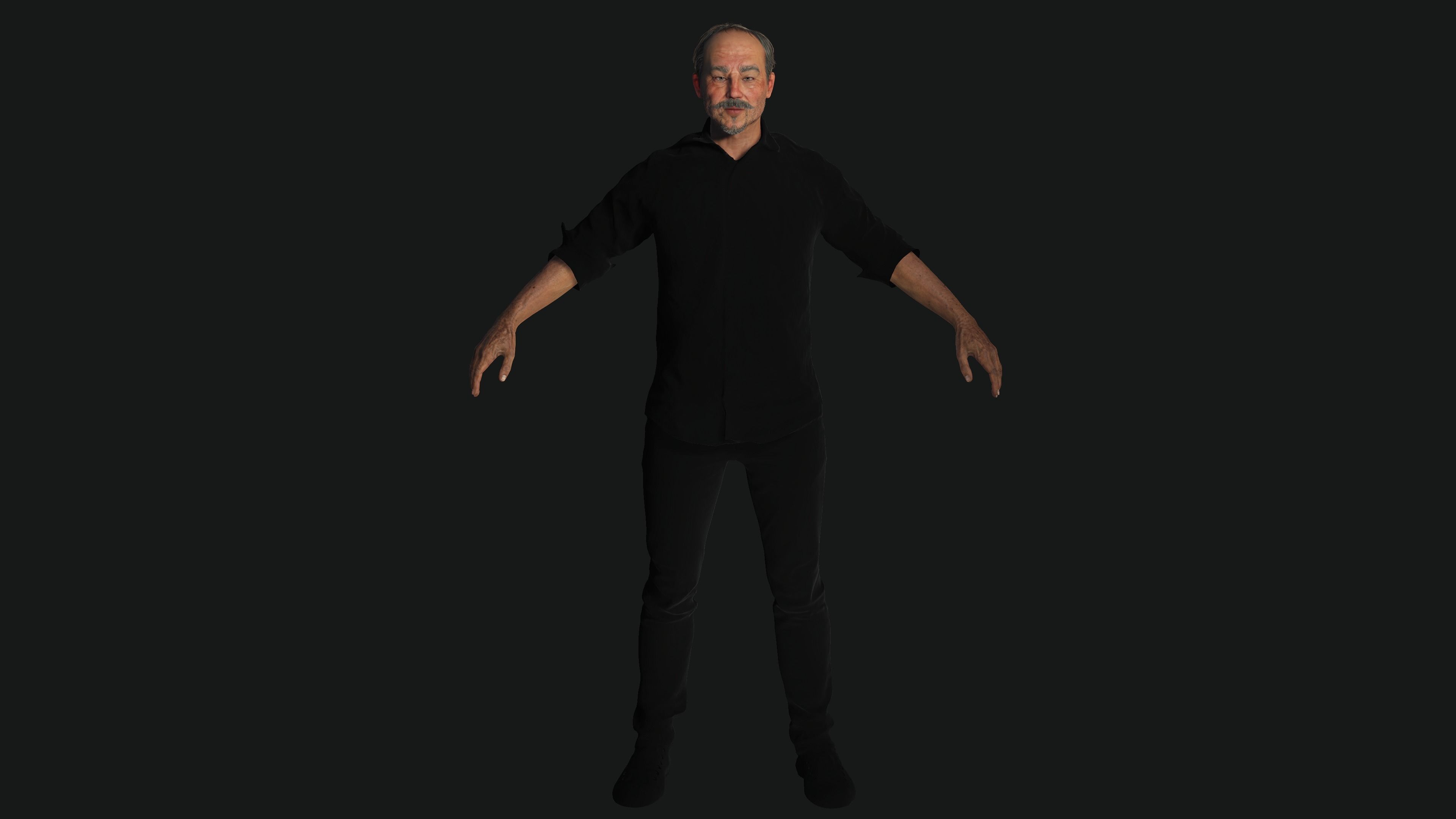 AAA 3D ASIAN OLD BEARDED BUSINESSMAN - REALISTIC GAME CHARACTER Low-poly 3D model_21