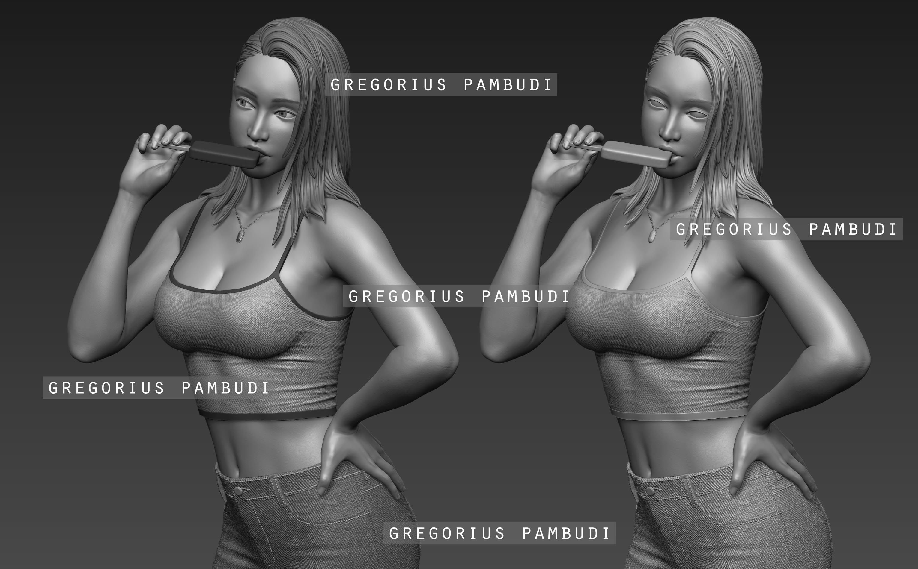 A woman eating ice cream statue 3d printable 3D print model_16