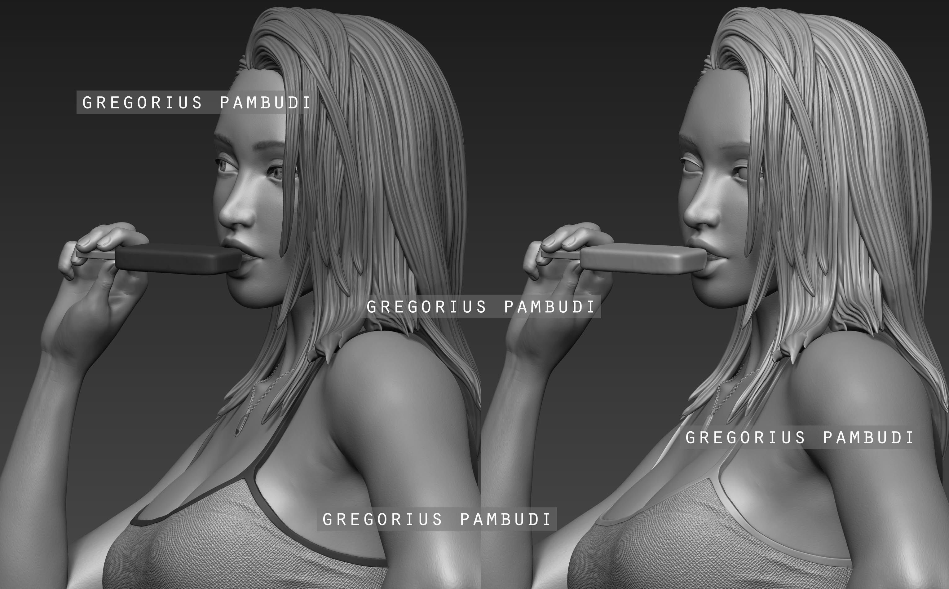 A woman eating ice cream statue 3d printable 3D print model_17