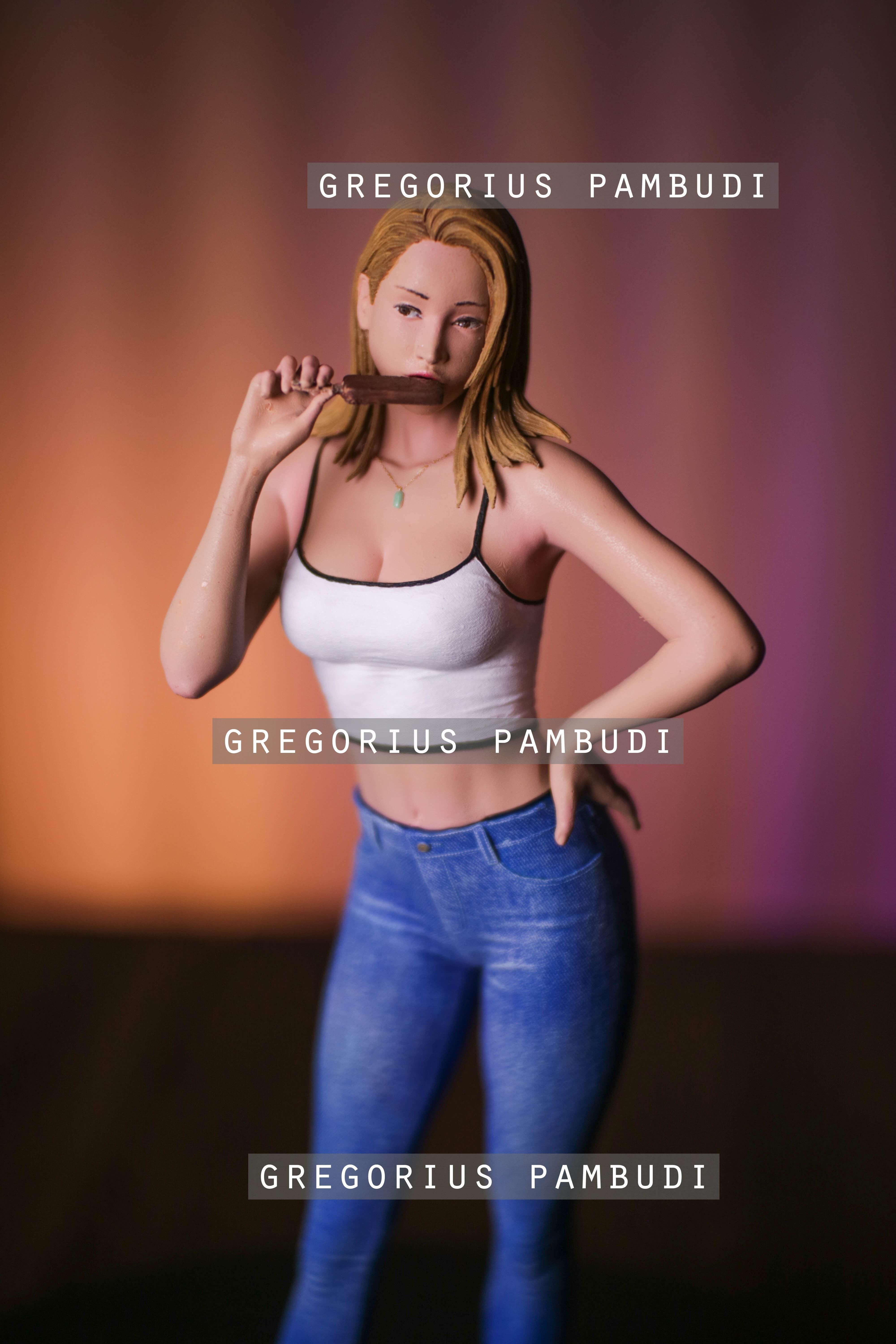 A woman eating ice cream statue 3d printable 3D print model_7