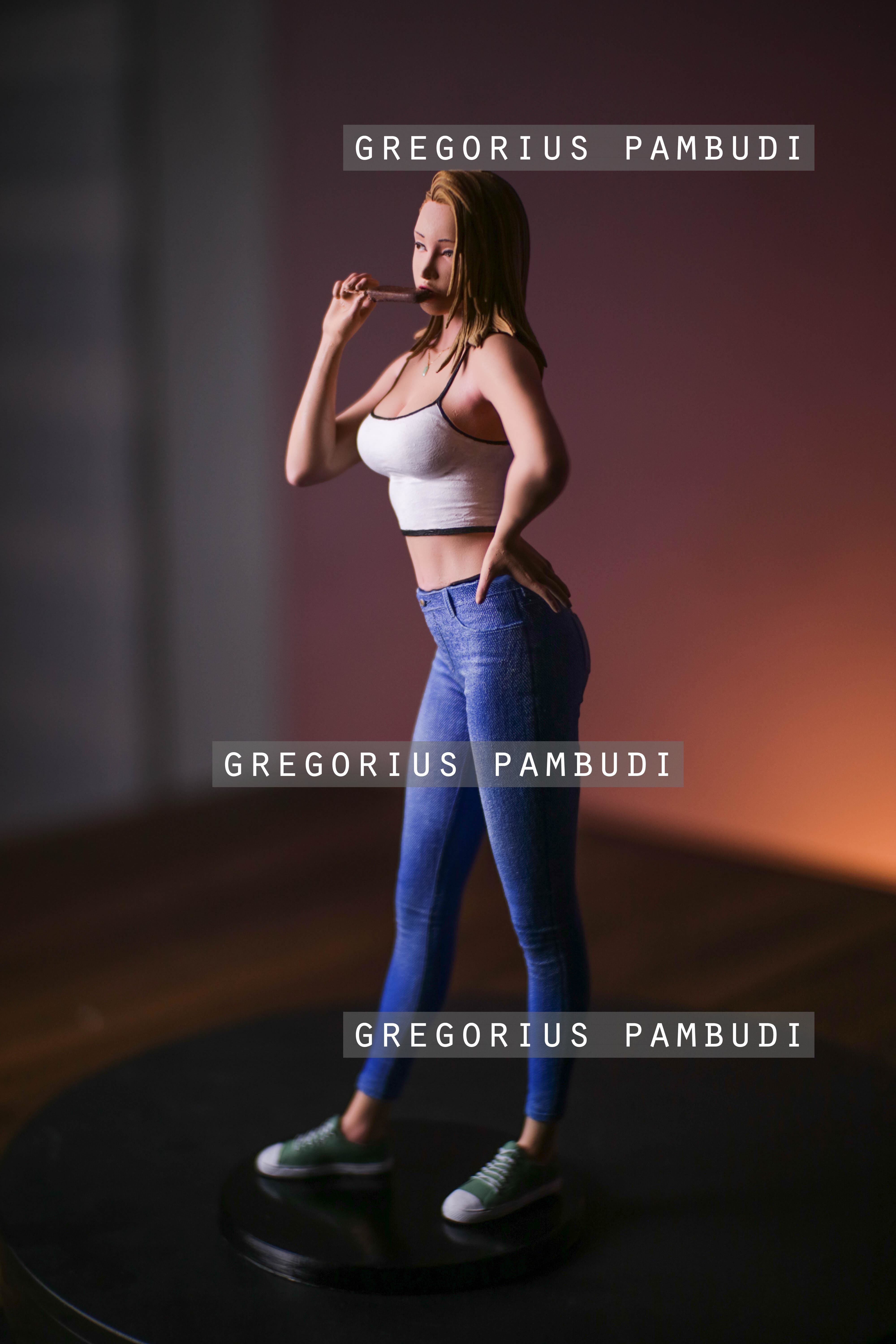 A woman eating ice cream statue 3d printable 3D print model_10