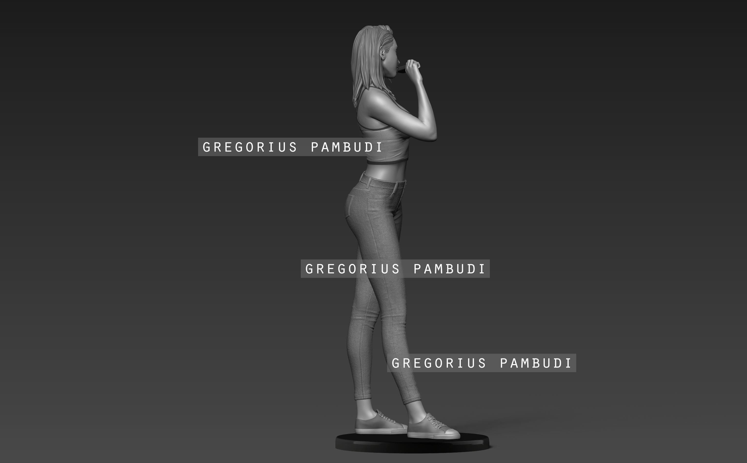 A woman eating ice cream statue 3d printable 3D print model_15