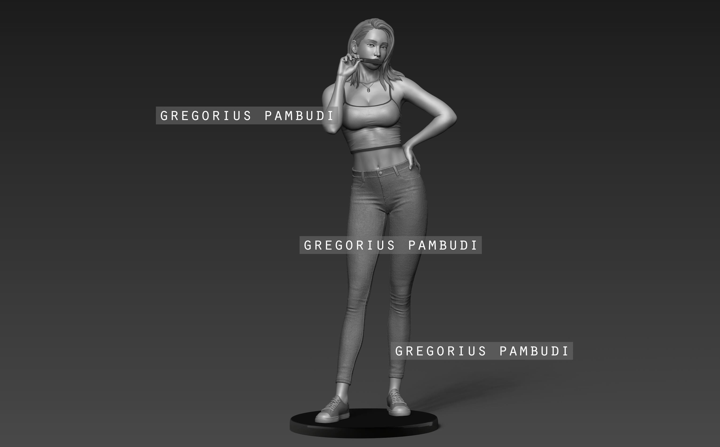 A woman eating ice cream statue 3d printable 3D print model_3