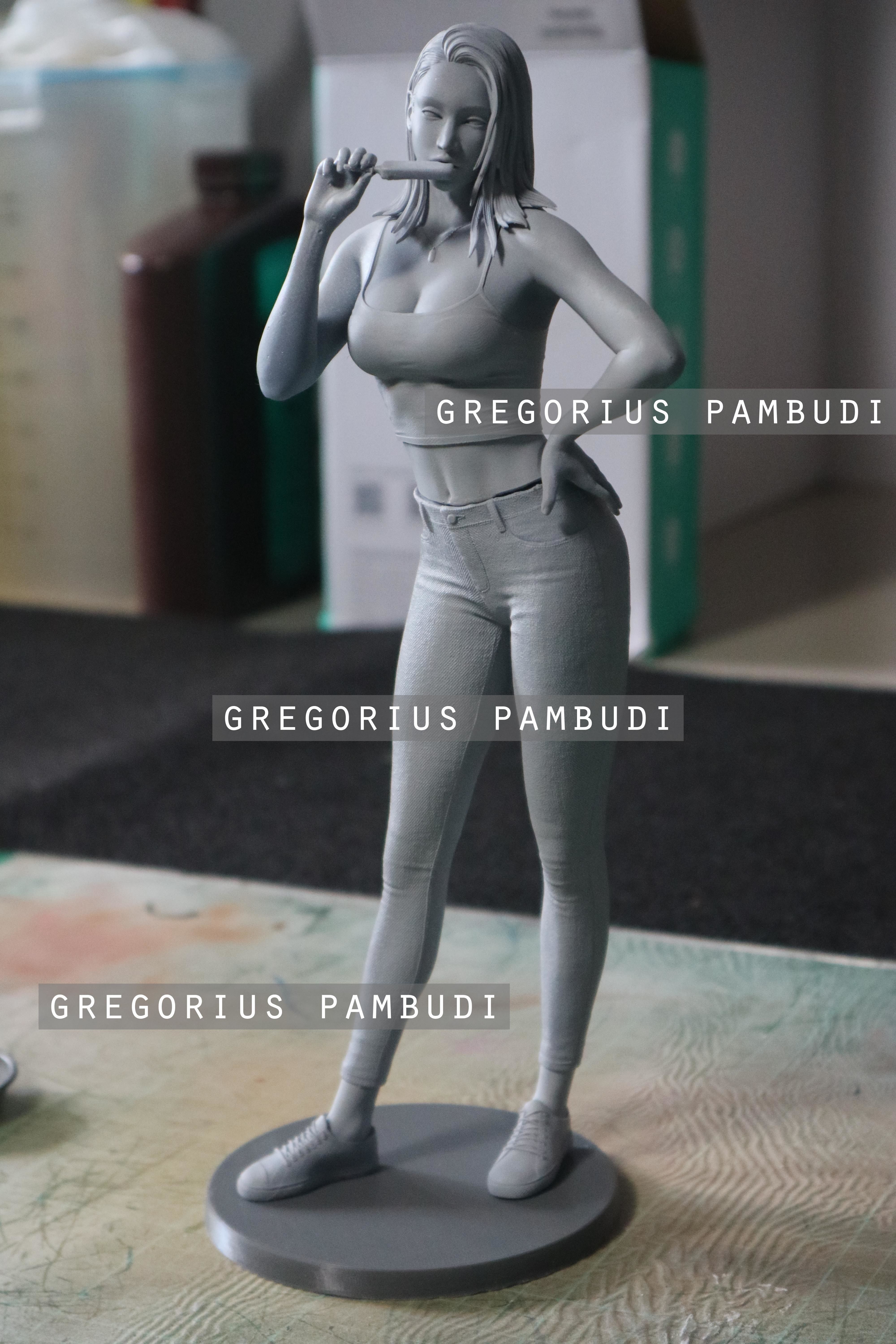 A woman eating ice cream statue 3d printable 3D print model_21