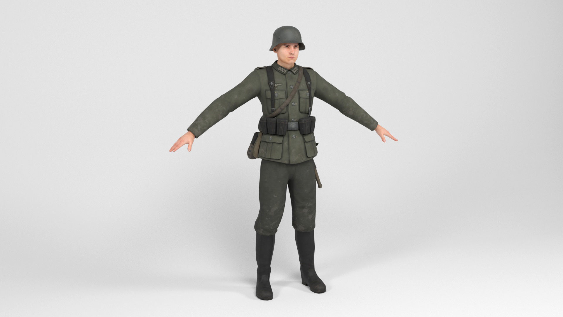 German Soldier 1 Low-poly 3D model_1