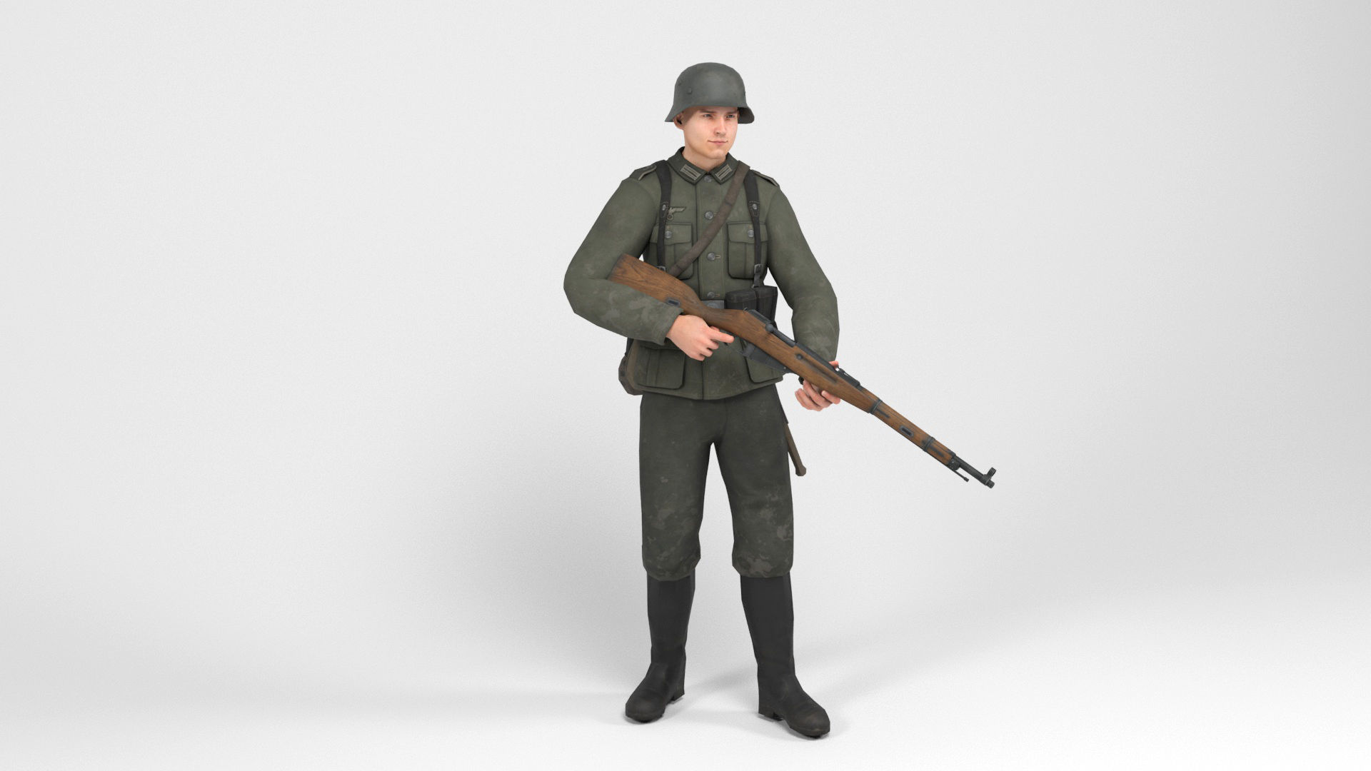 German Soldier 1 Low-poly 3D model_7