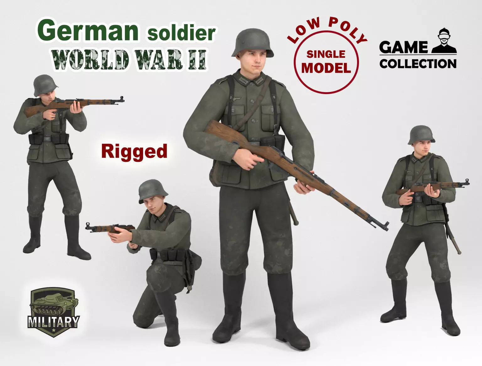 German Soldier 1 Low-poly 3D model_0
