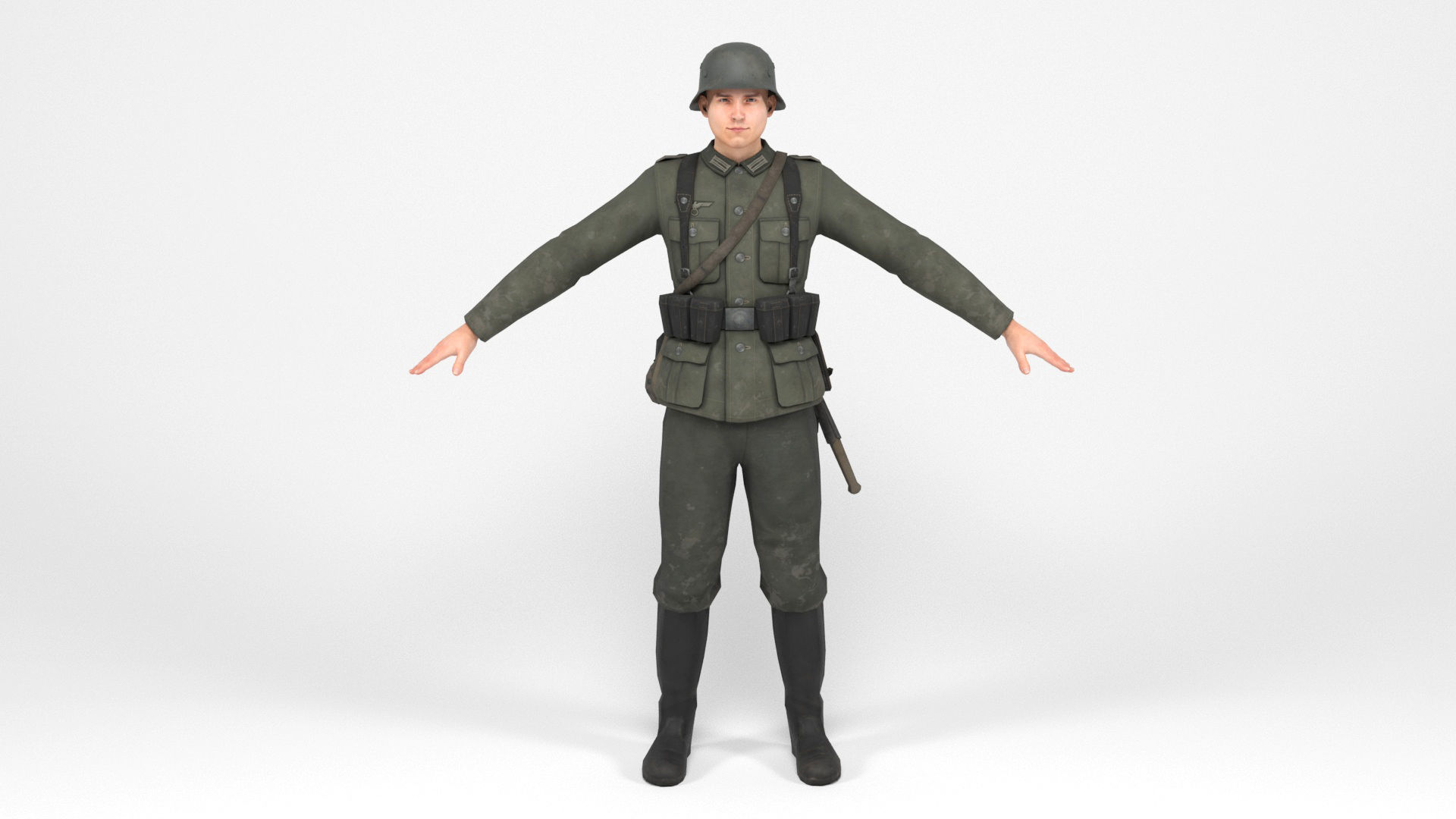 German Soldier 1 Low-poly 3D model_2
