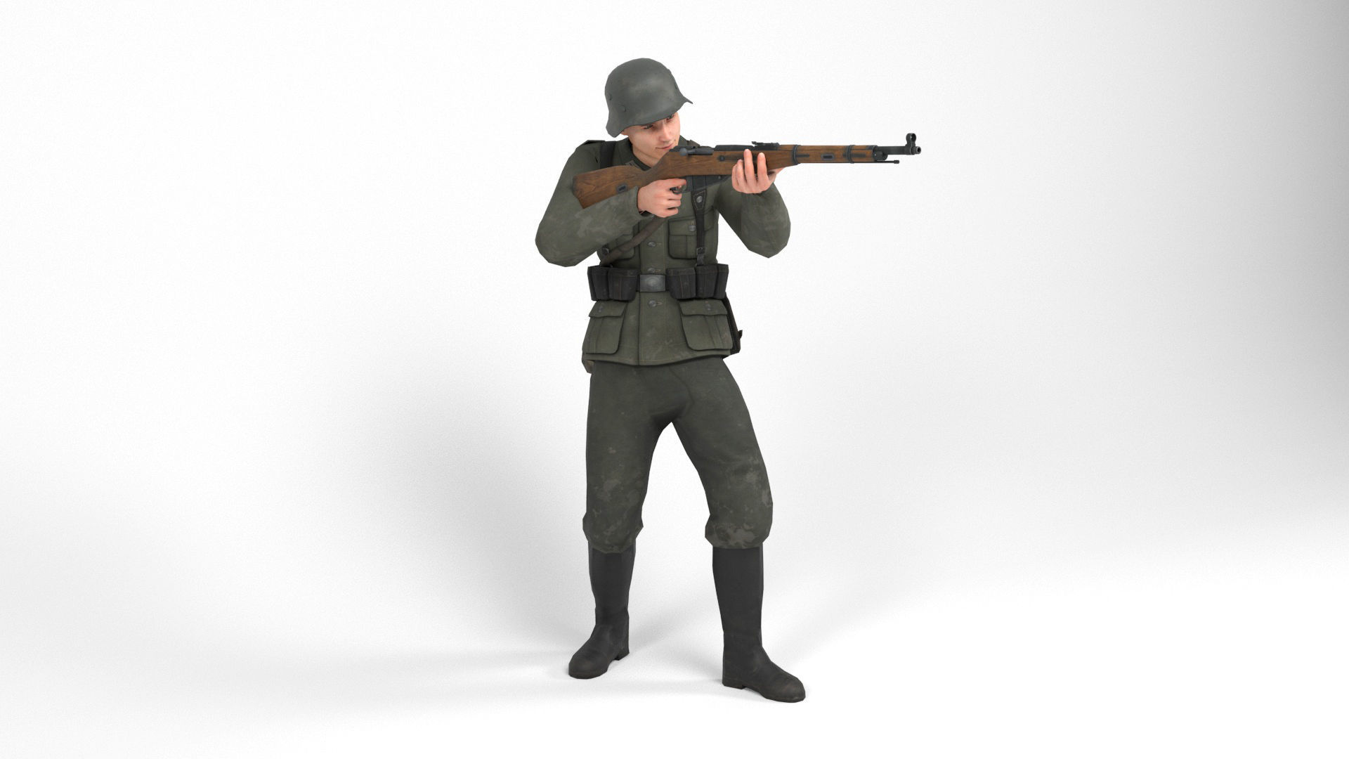 German Soldier 1 Low-poly 3D model_9