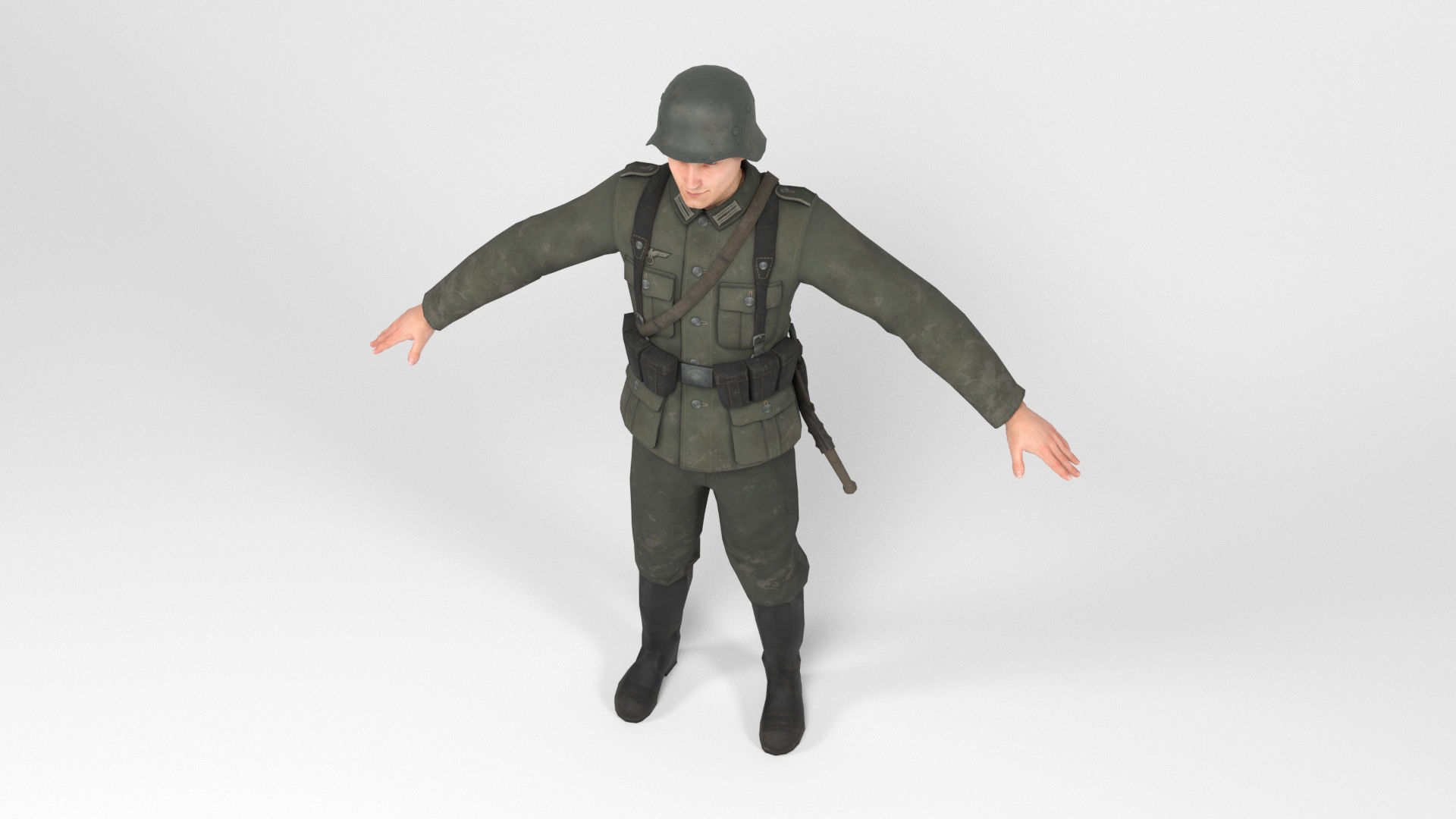 German Soldier 1 Low-poly 3D model_5