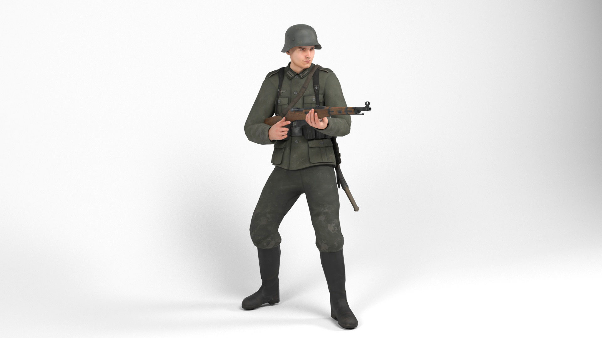 German Soldier 1 Low-poly 3D model_8