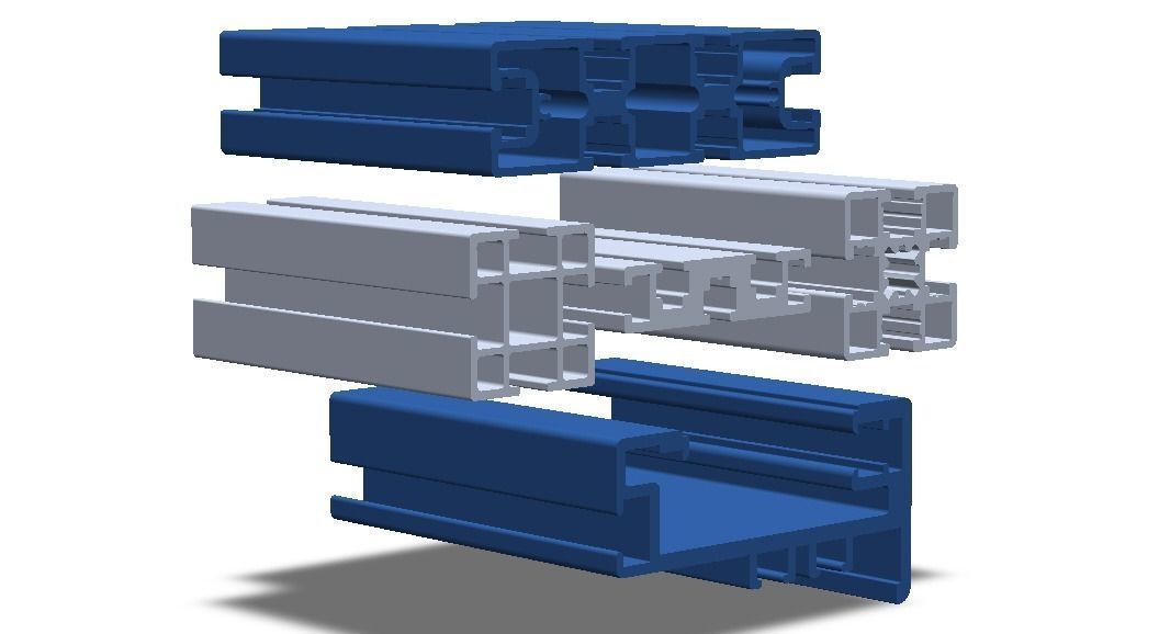 Extruded Aluminium Profile Enclosures Set for Partition Wall Low-poly 3D model_22