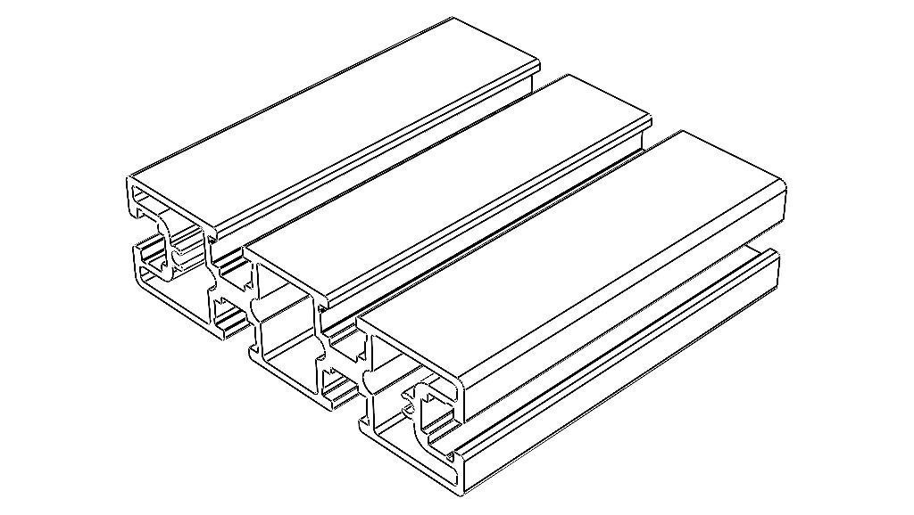 Extruded Aluminium Profile Enclosures Set for Partition Wall Low-poly 3D model_35