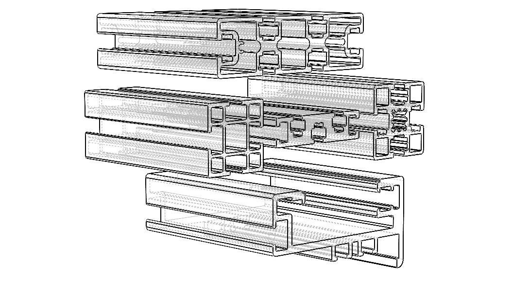 Extruded Aluminium Profile Enclosures Set for Partition Wall Low-poly 3D model_20