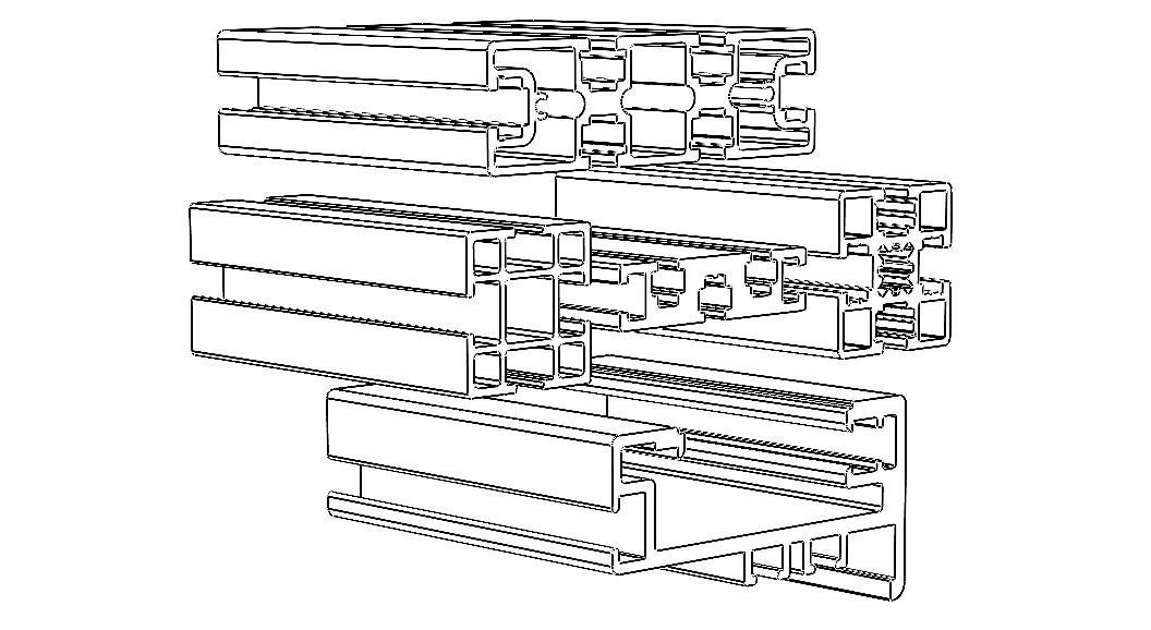Extruded Aluminium Profile Enclosures Set for Partition Wall Low-poly 3D model_19